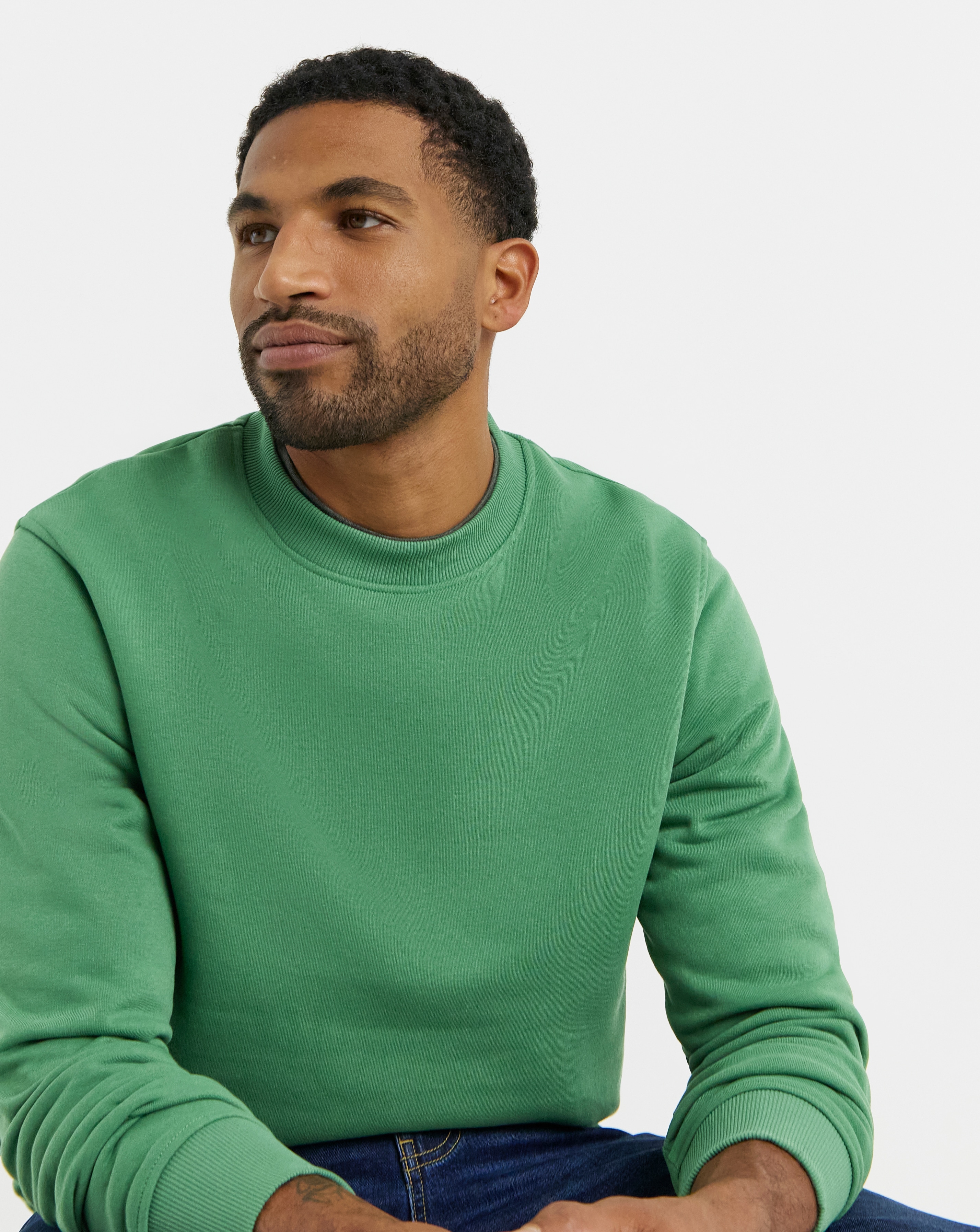 New In - Crew Neck Sweatshirt Long- Green