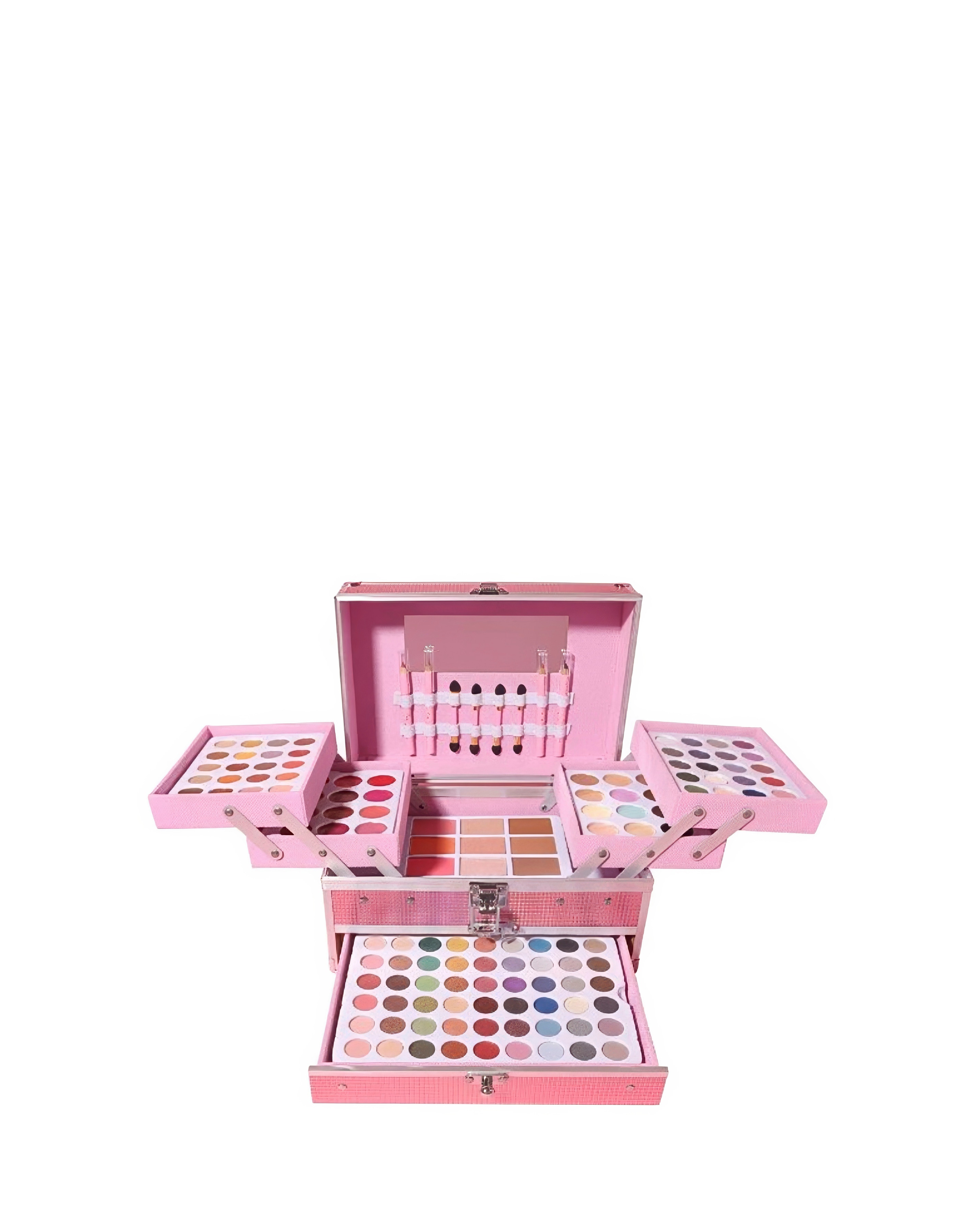 Q-KI Pink Cantilever Vanity Makeup Case