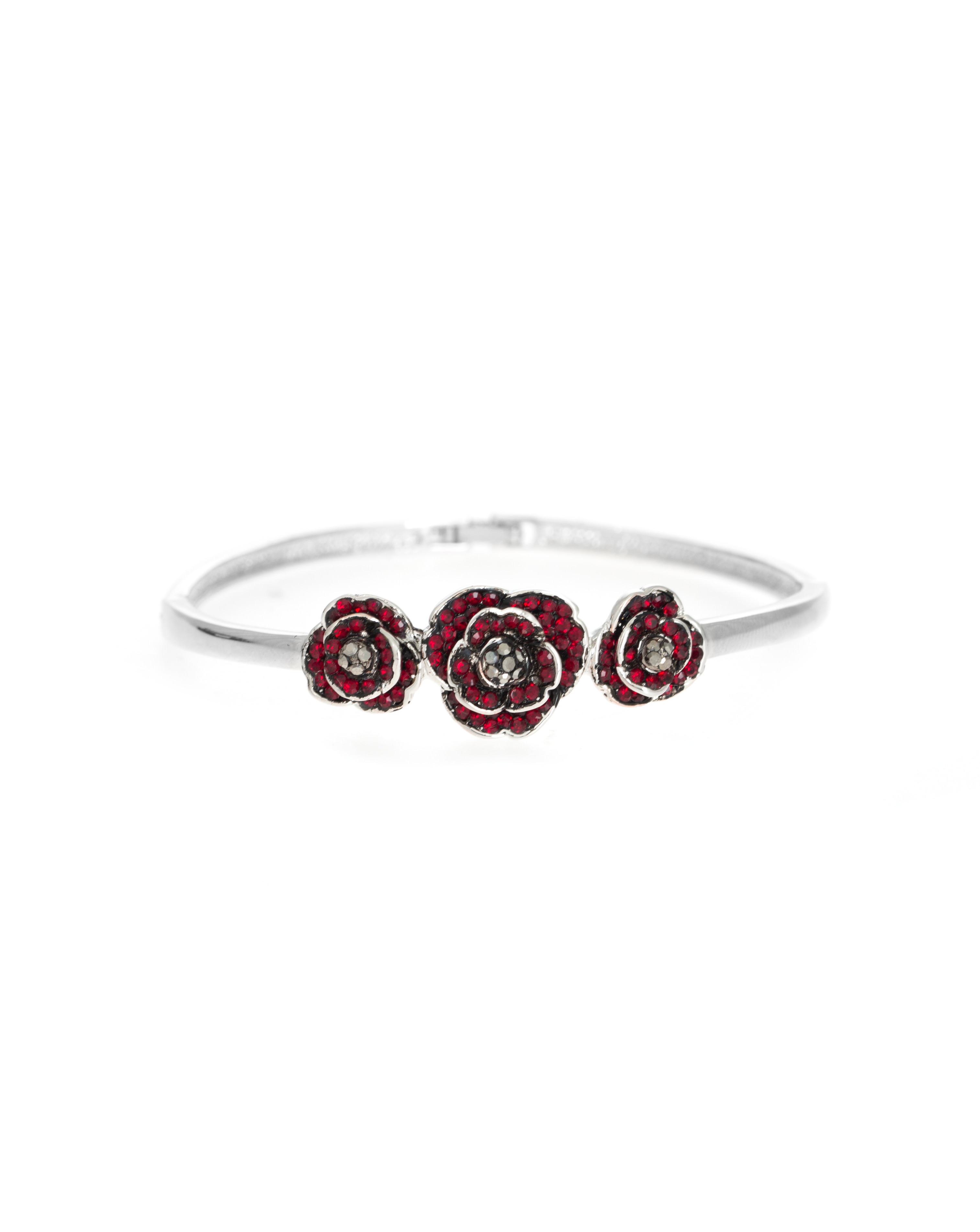Rhodium plated crystal Poppy bangle