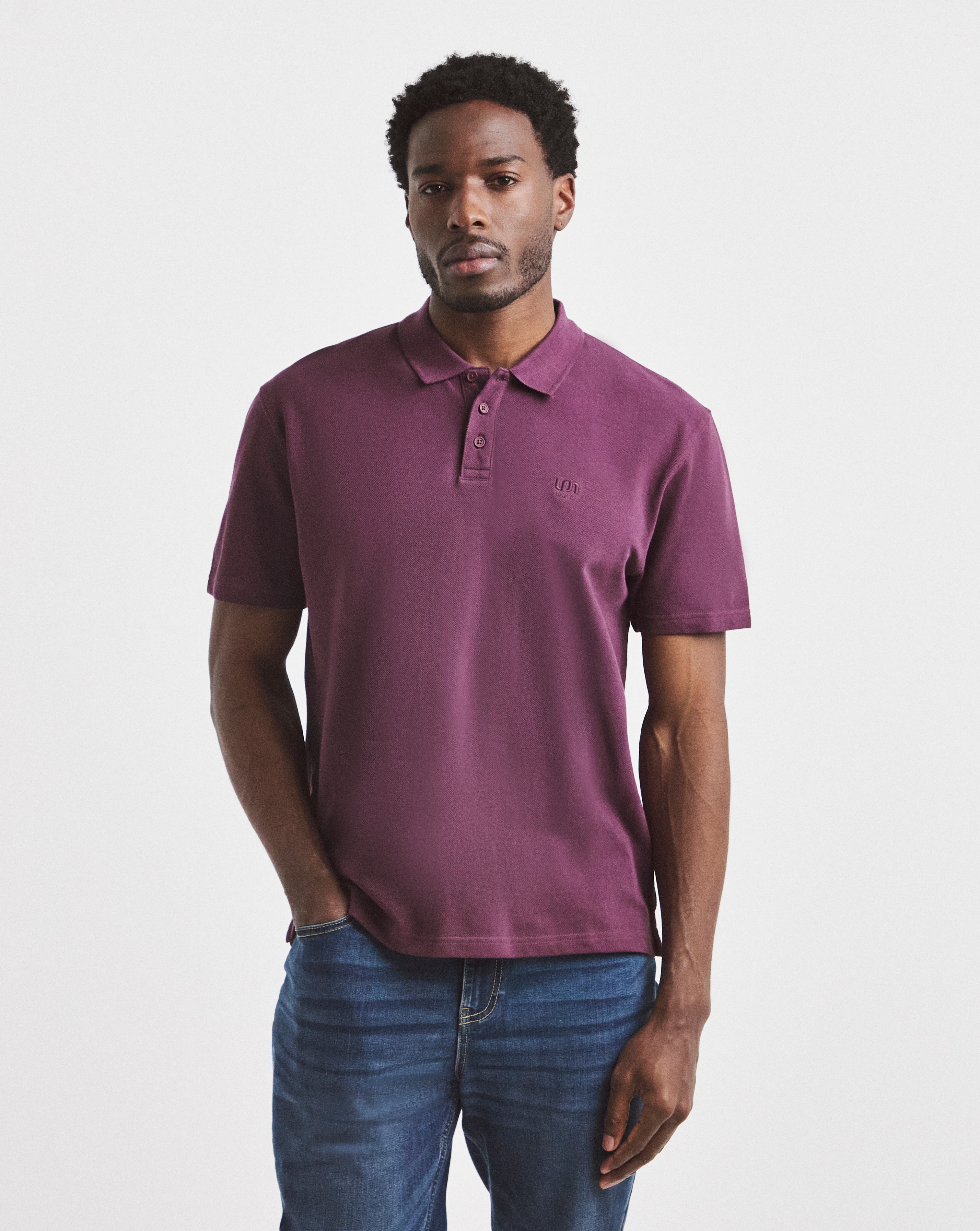Union Relaxed Fit Pique Polo - Plum