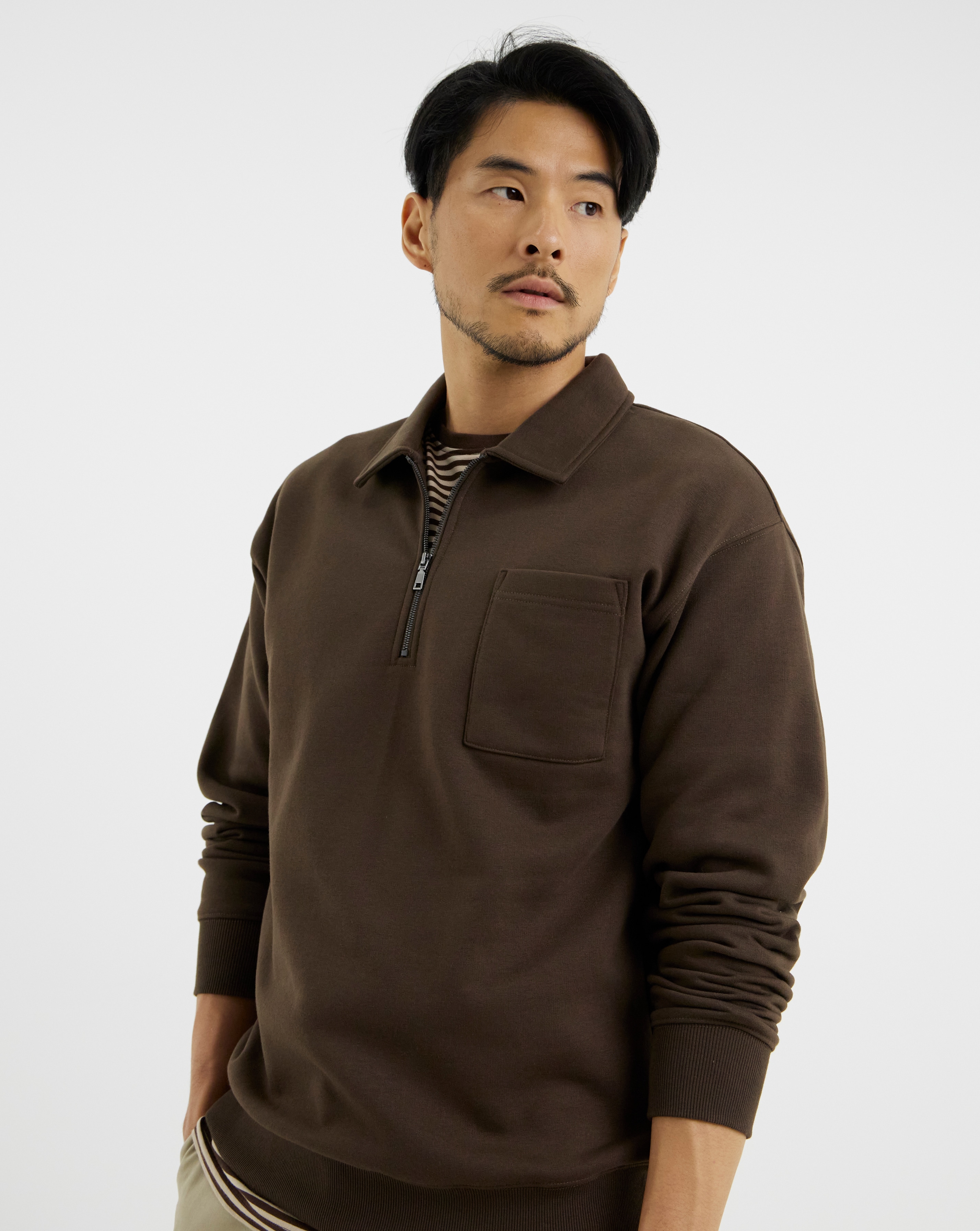 1/4 Zip Polo Neck Sweatshirt