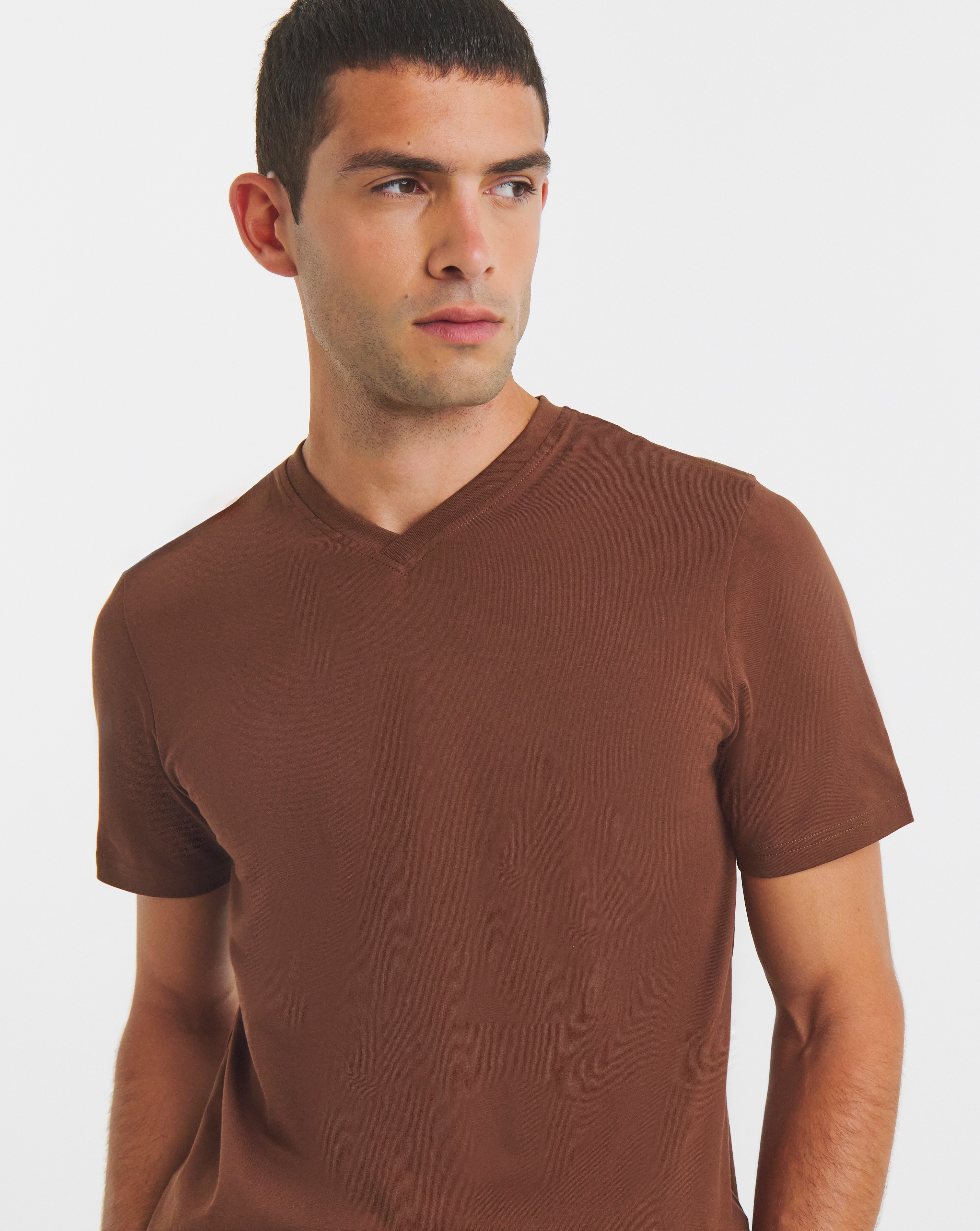 Pure Cotton V Neck T-Shirt Long