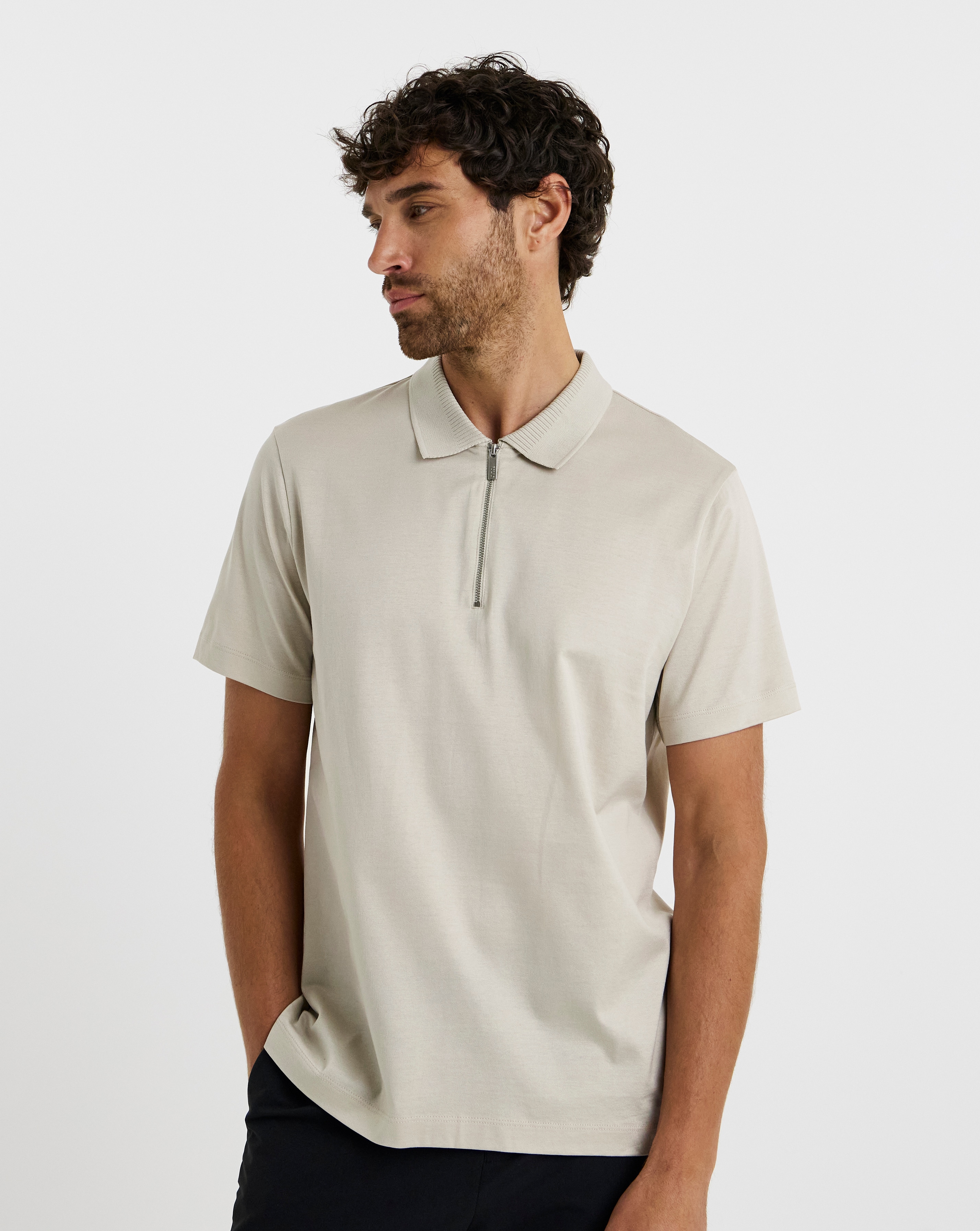 Folio Mercerised Supima Zip Polo