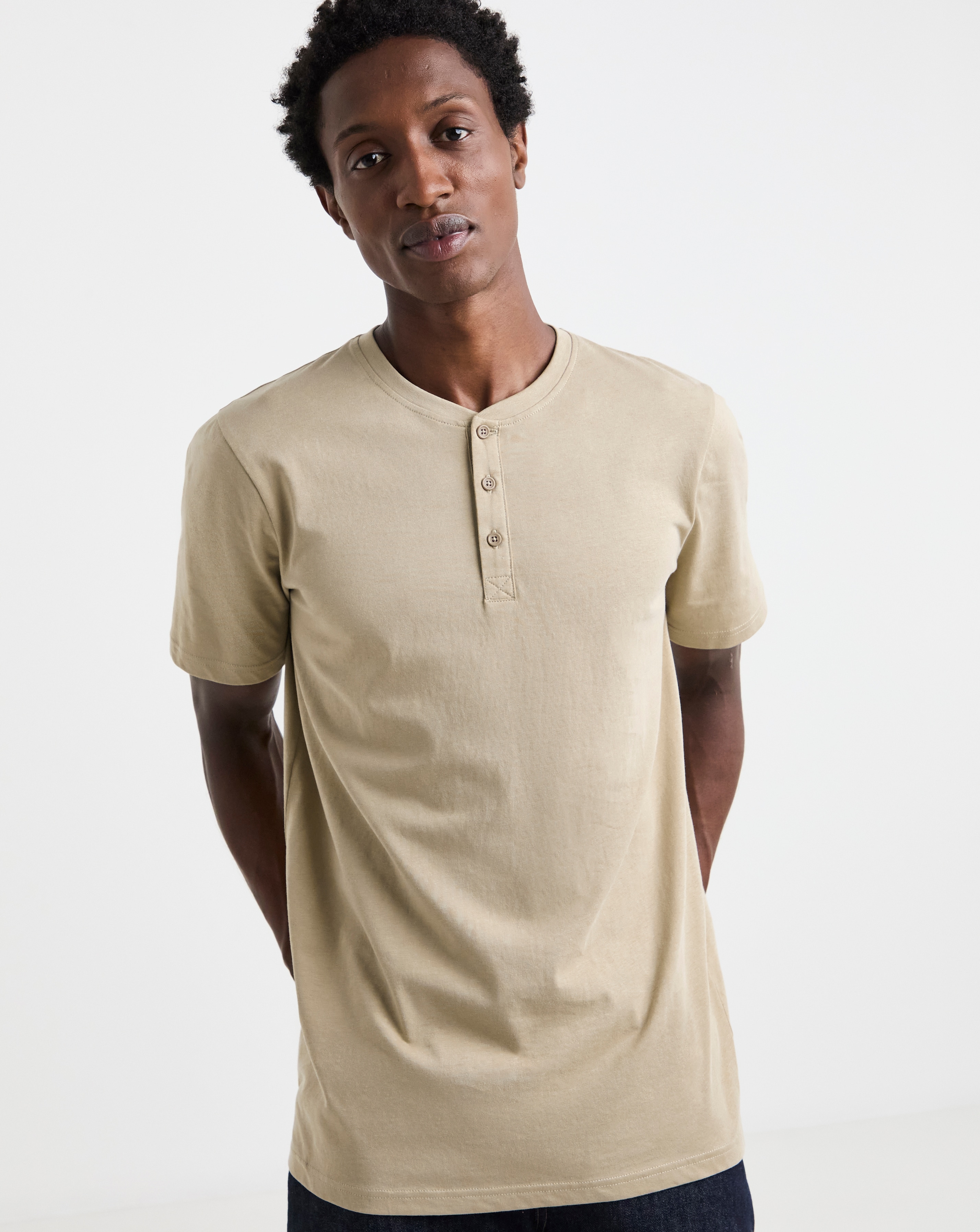 Grandad T-Shirt Long- Stone