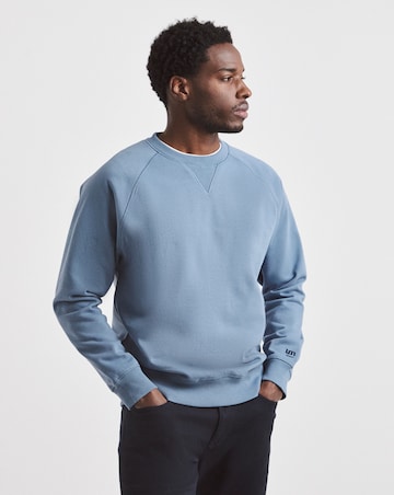 Union Garment Dyed Raglan Crew Neck Sweatshirt-Blue
