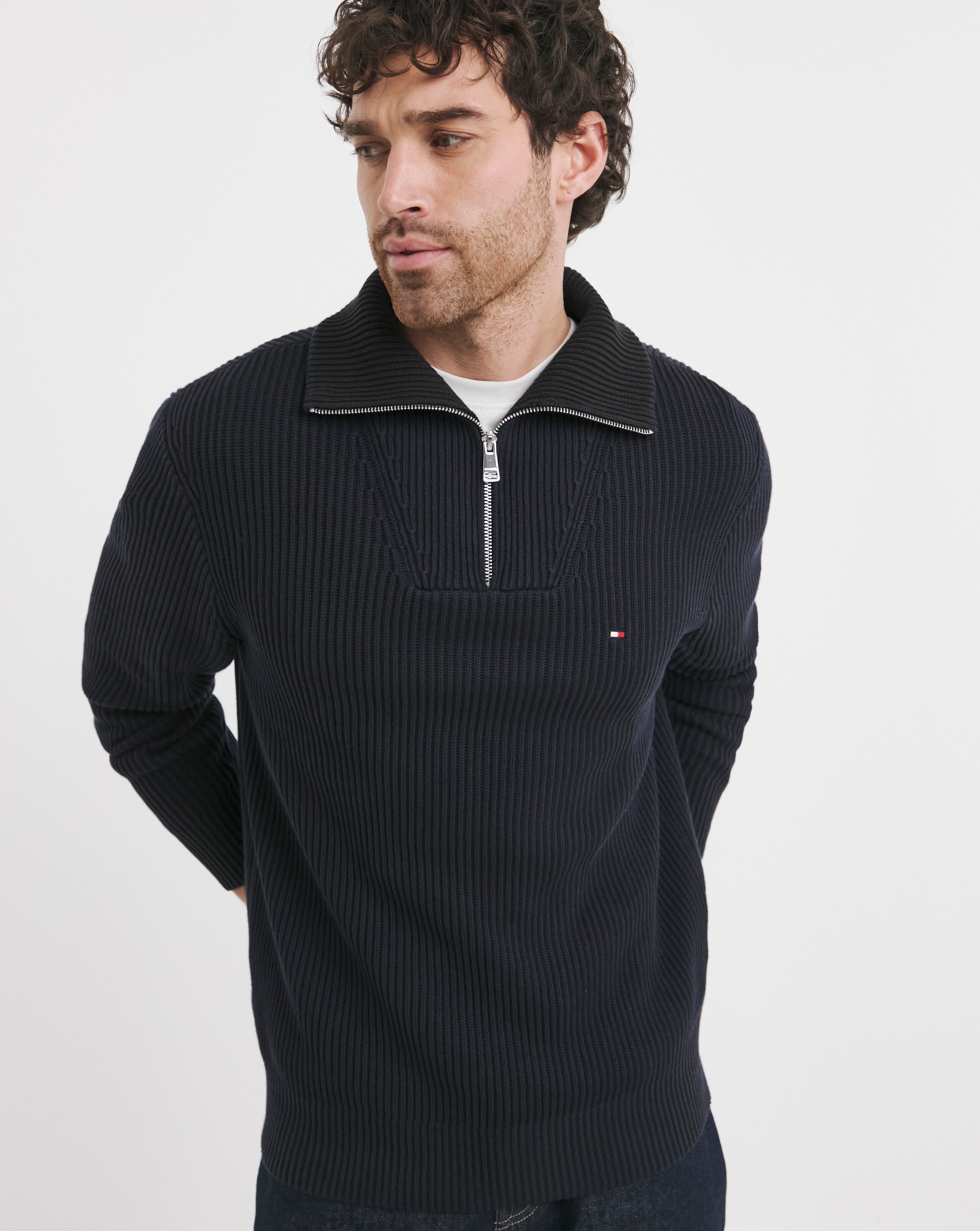 Tommy Hilfiger Chunky Rib Zip Knit