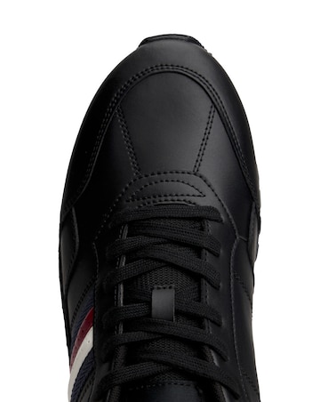 Tommy Hilfiger Leather Stripe Runner Trainer - Black