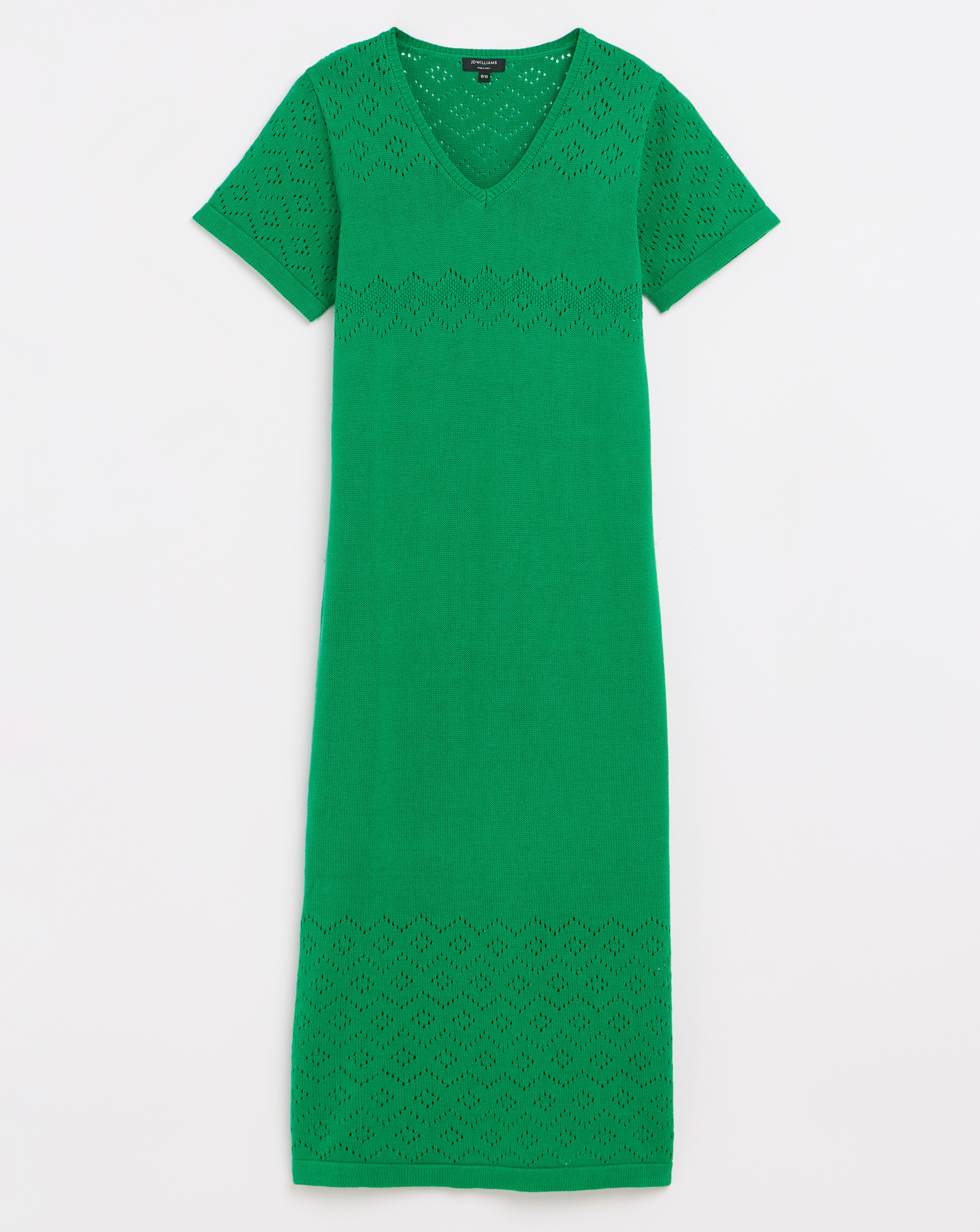 Short Sleeve V Neck Midi Dress