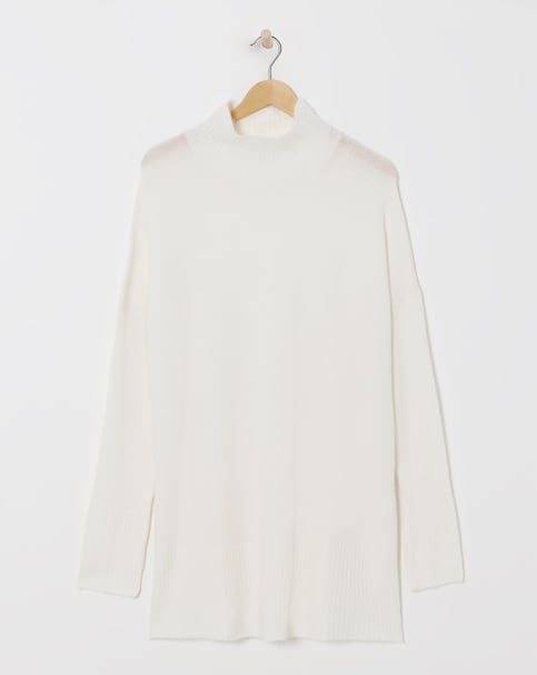 High Neck Deep Trim Longline Jumper