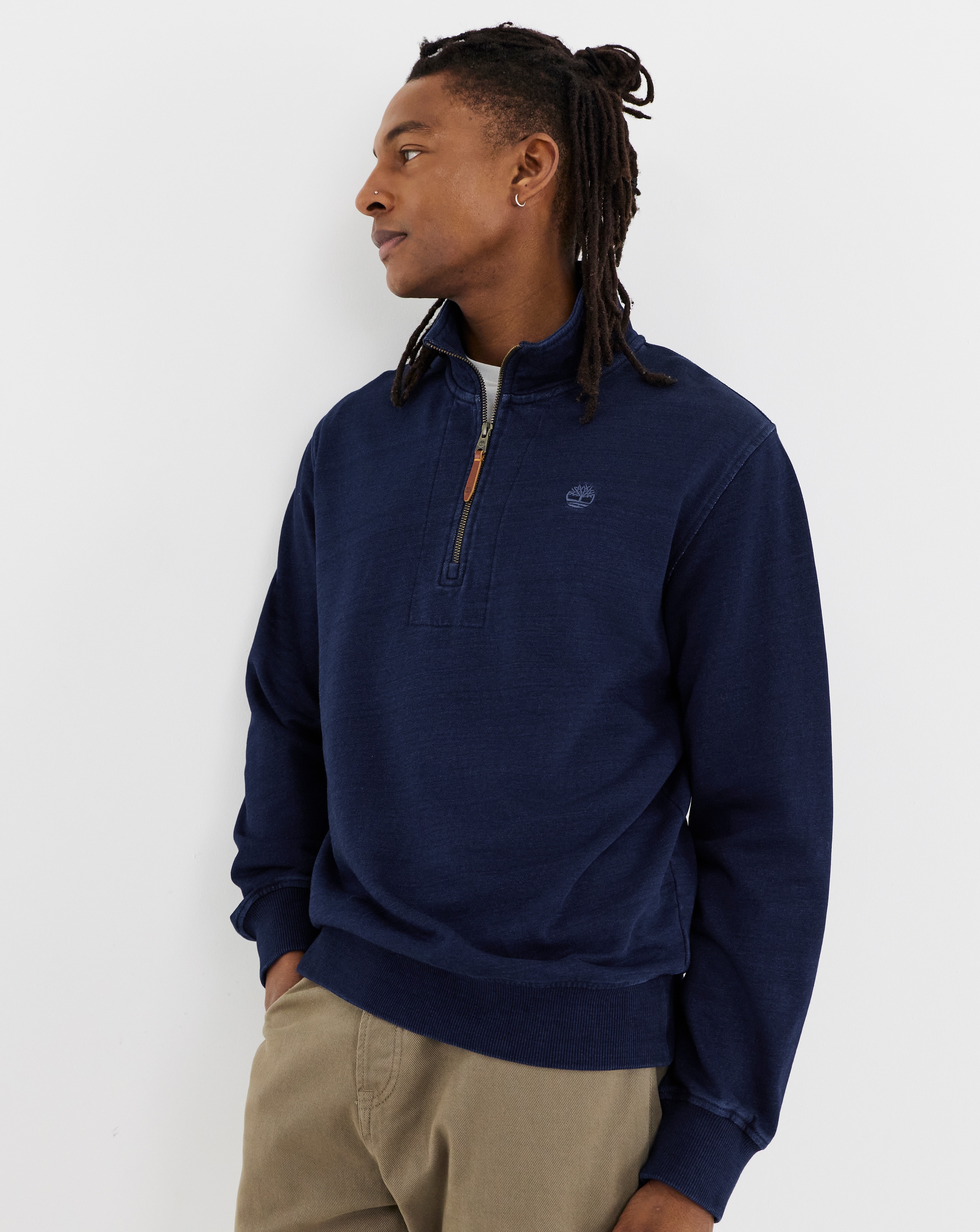 New In - Timberland Indigo 1/4 Zip Sweatshirt