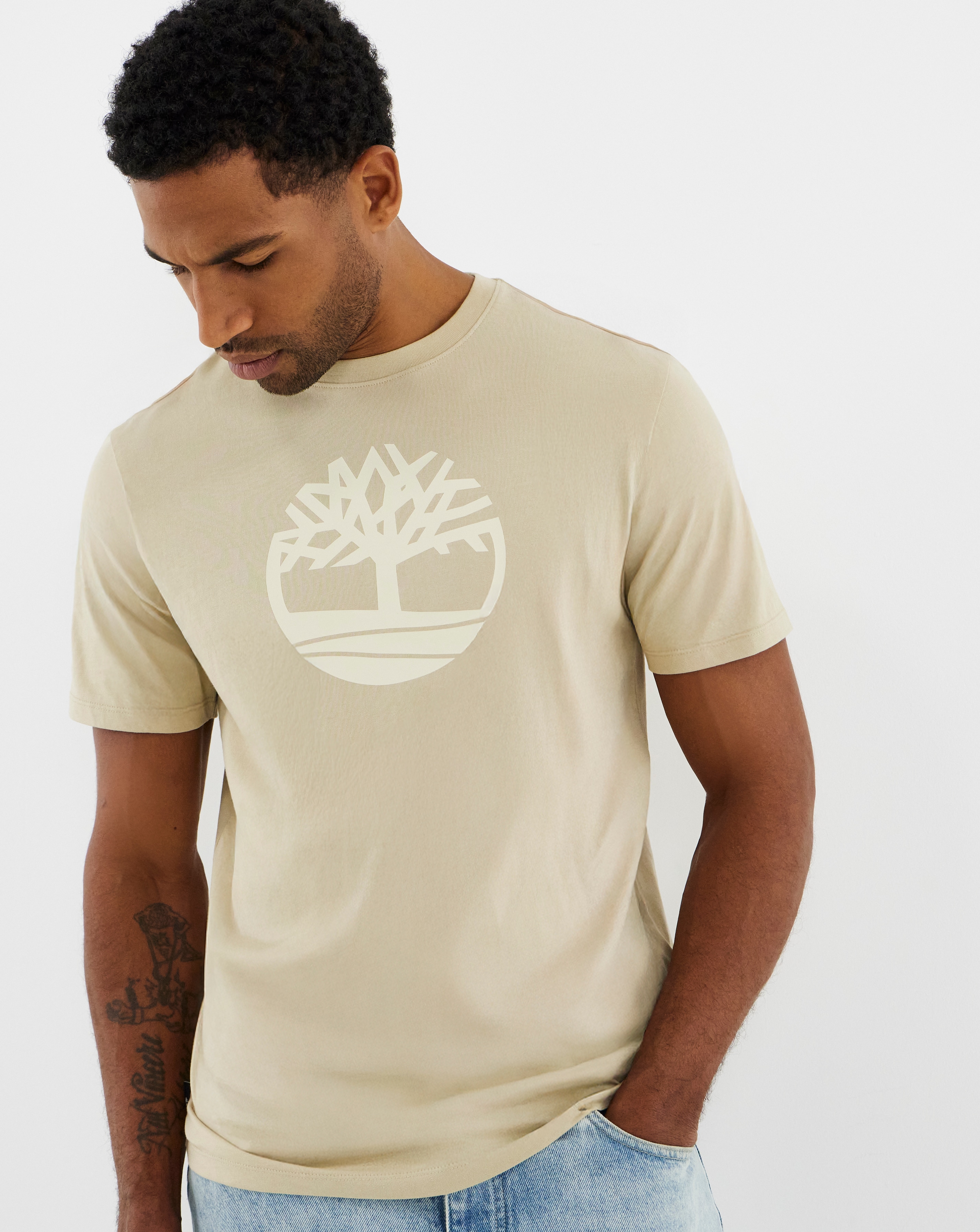Timberland Tree Logo T-Shirt - Stone
