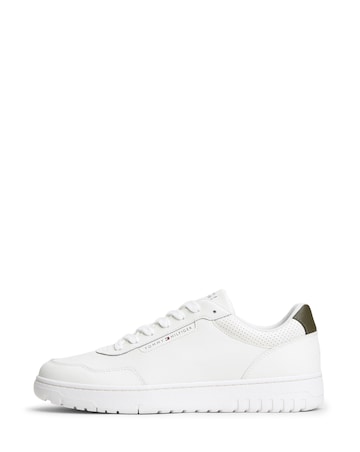 Tommy Hilfiger Basket Leather Trainers - Ecru/Olive