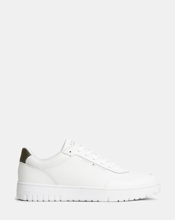 Tommy Hilfiger Basket Leather Trainers - Ecru/Olive