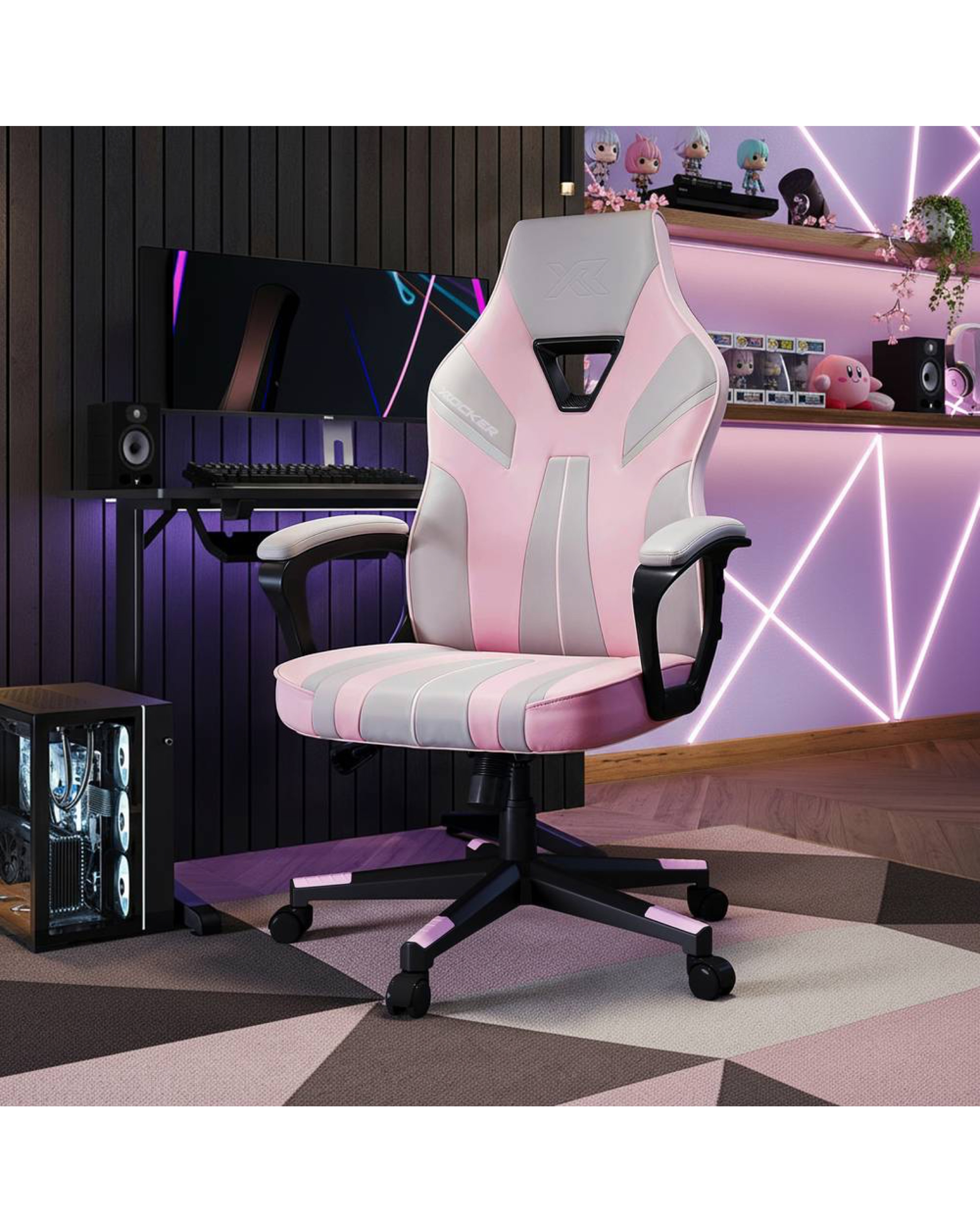 New In - X Rocker Tempest Grey / Pink