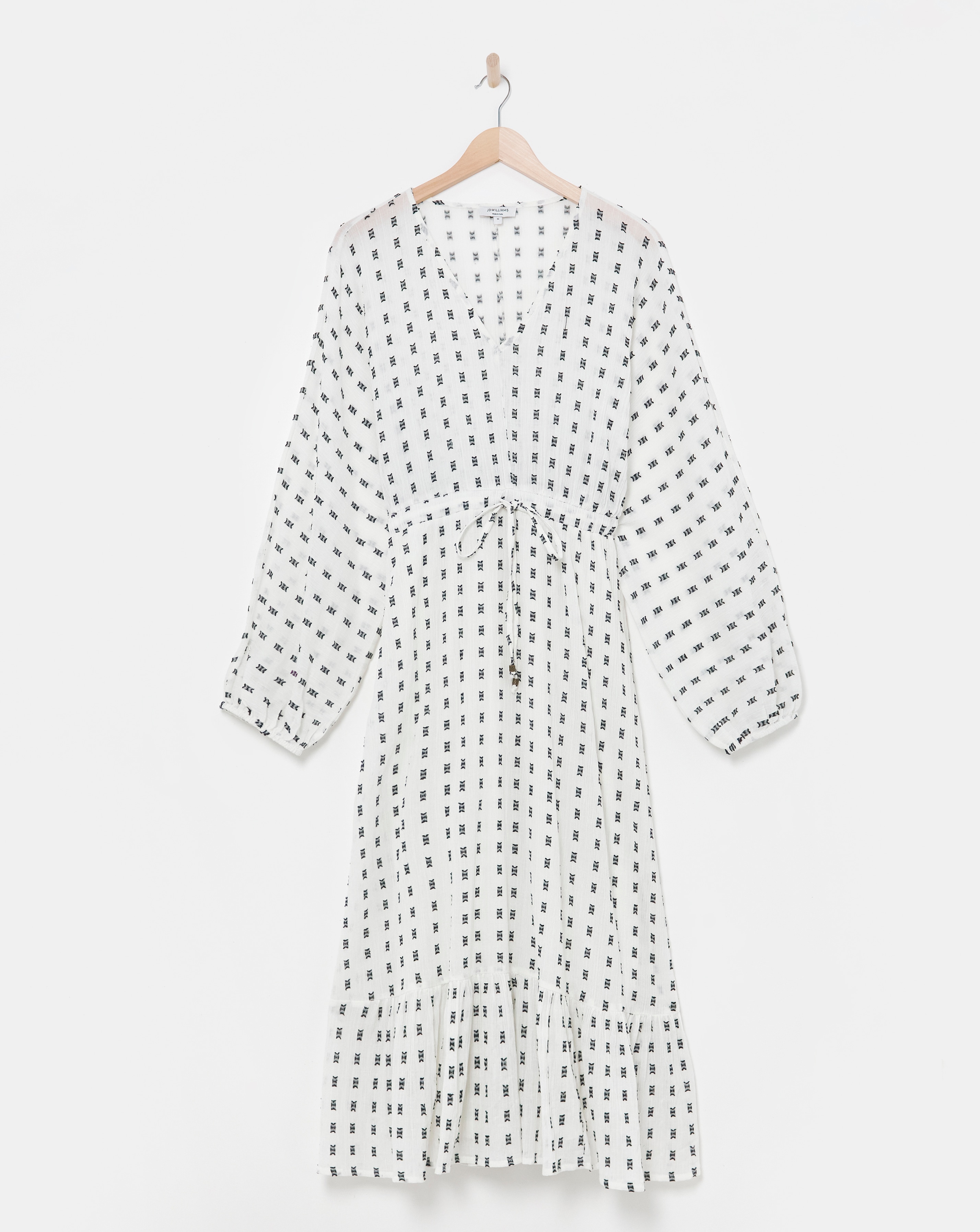 Contrast Dobby Balloon Sleeve Maxi Dress