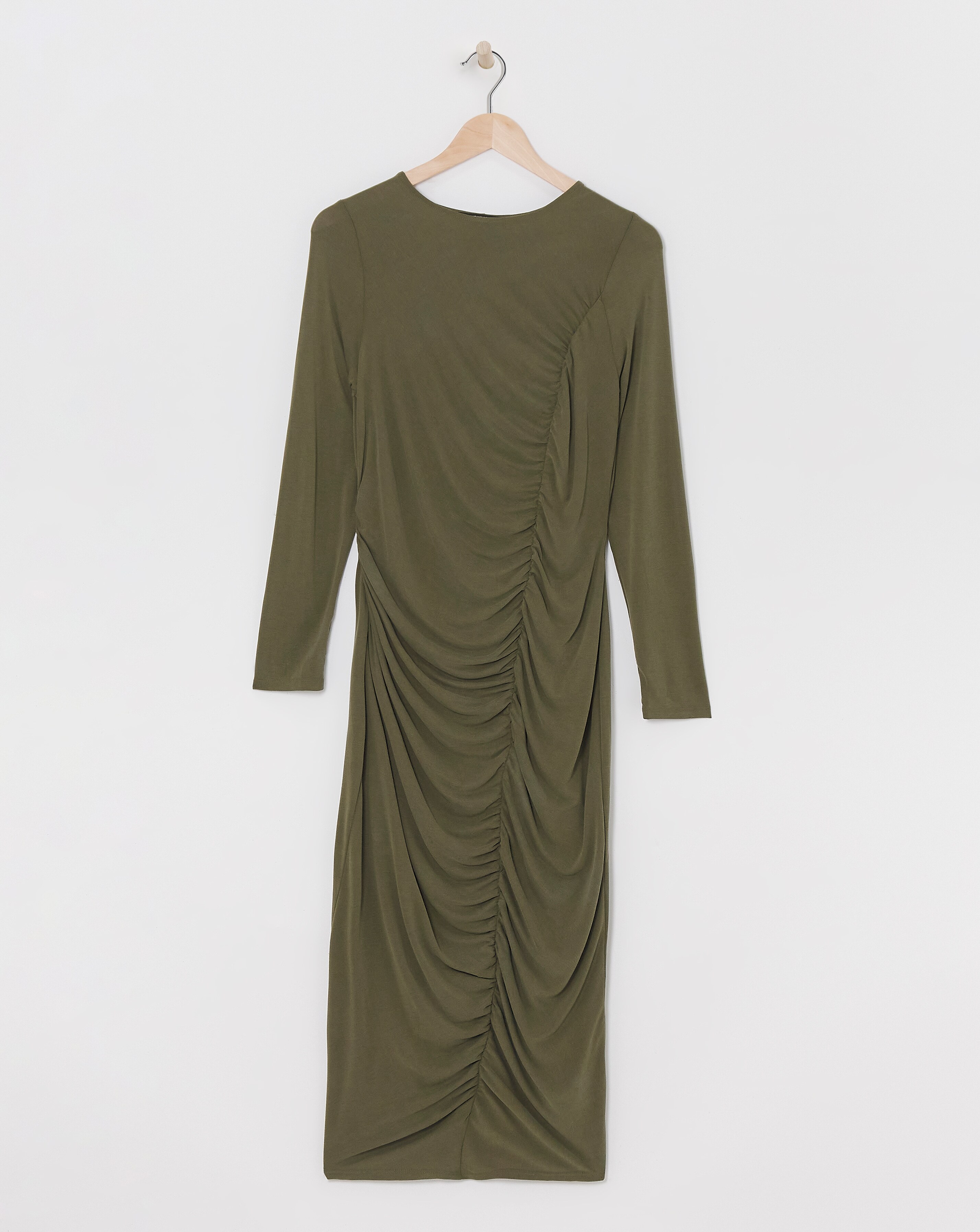 Jersey Ruched Midi Dress