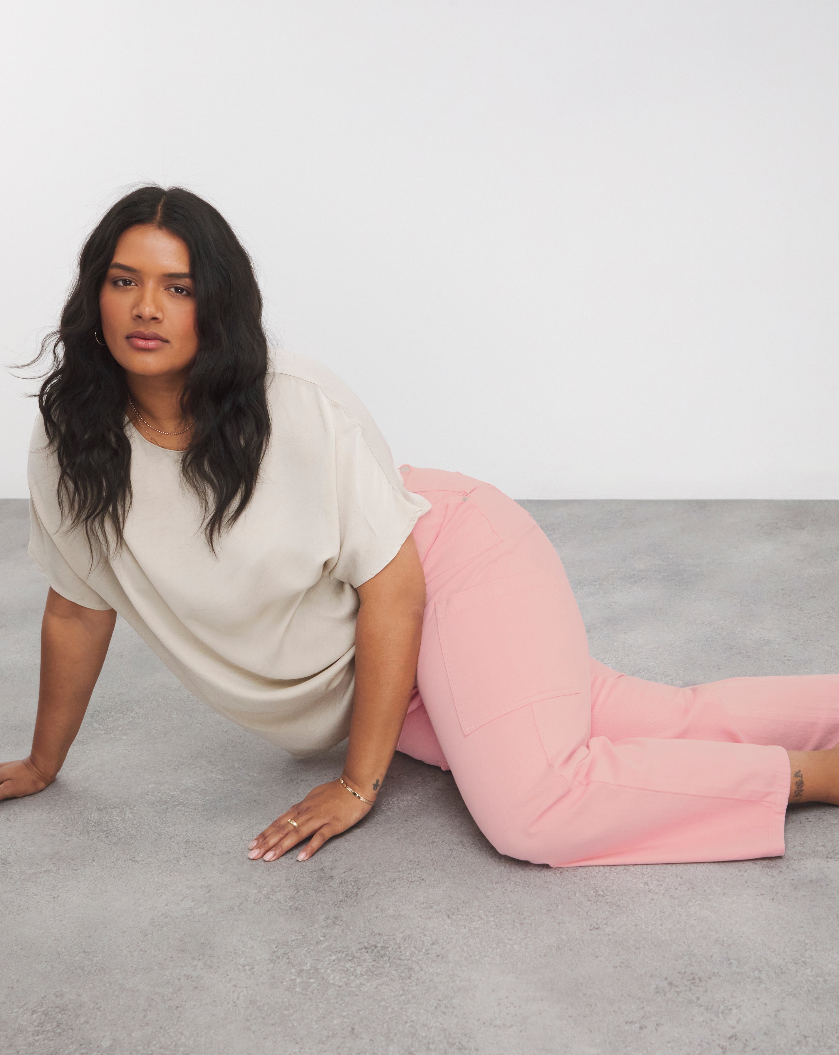 Simply Be Pink Cargo Jeans