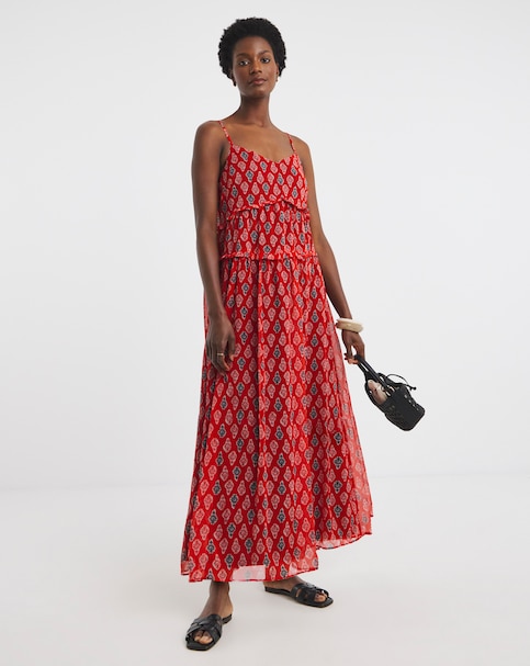 Chiffon Sleeveless Tiered Dress