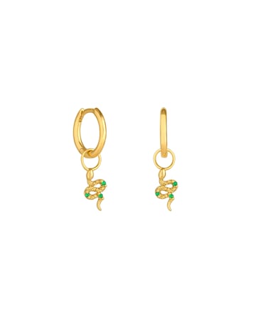 Inicio 14K Real Gold Plated Recycled Brass Serpant Charm Earrings - Gift Pouch