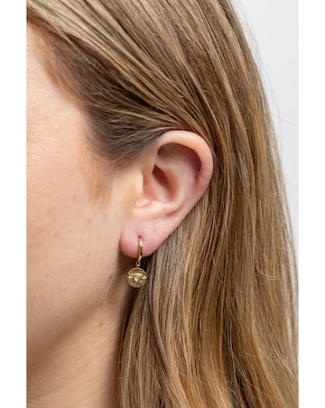 Inicio 14K Real Gold Plated Recycled Rose Quartz Charm Hoop Earrings