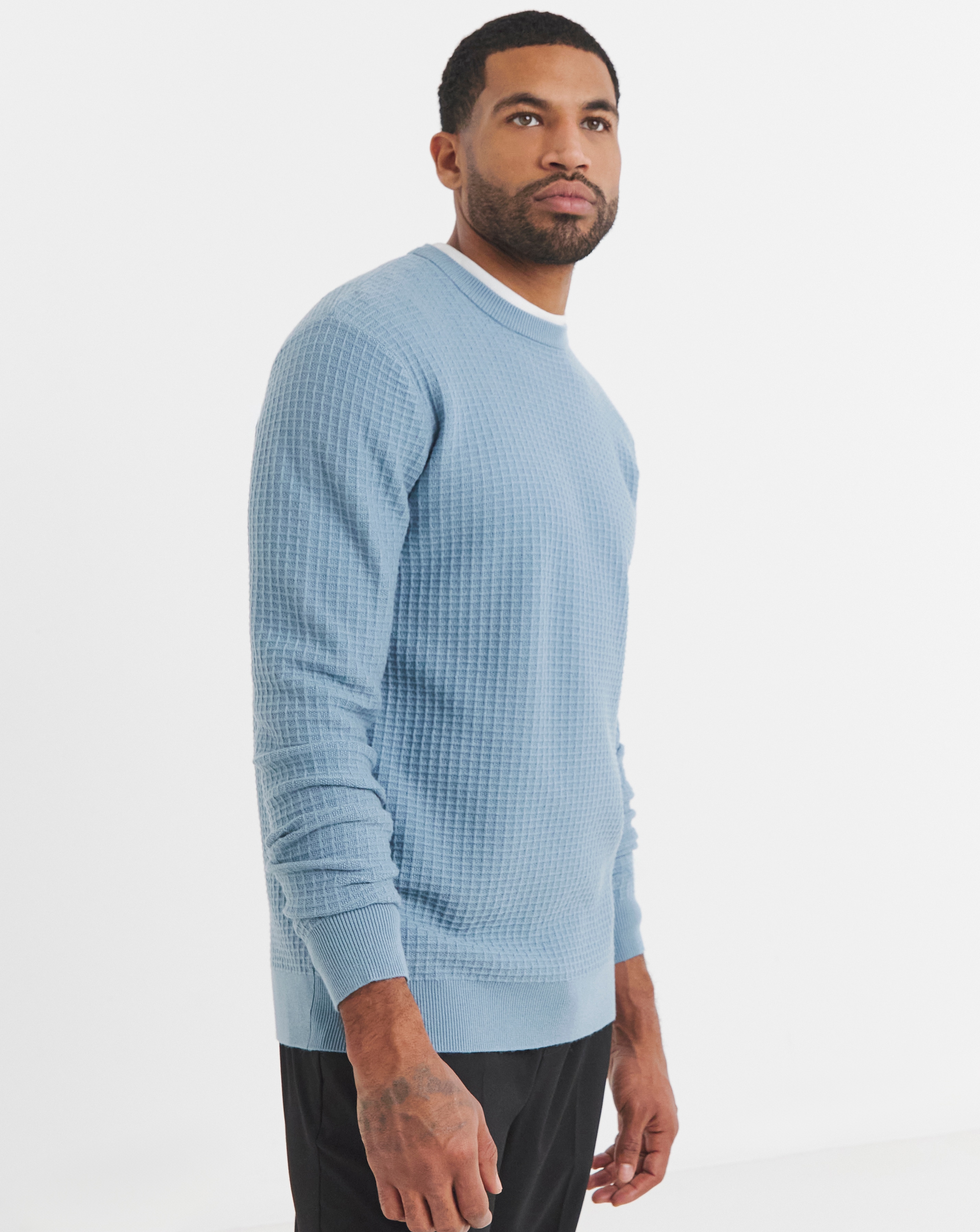 Blue Textured Soft Touch Jumper