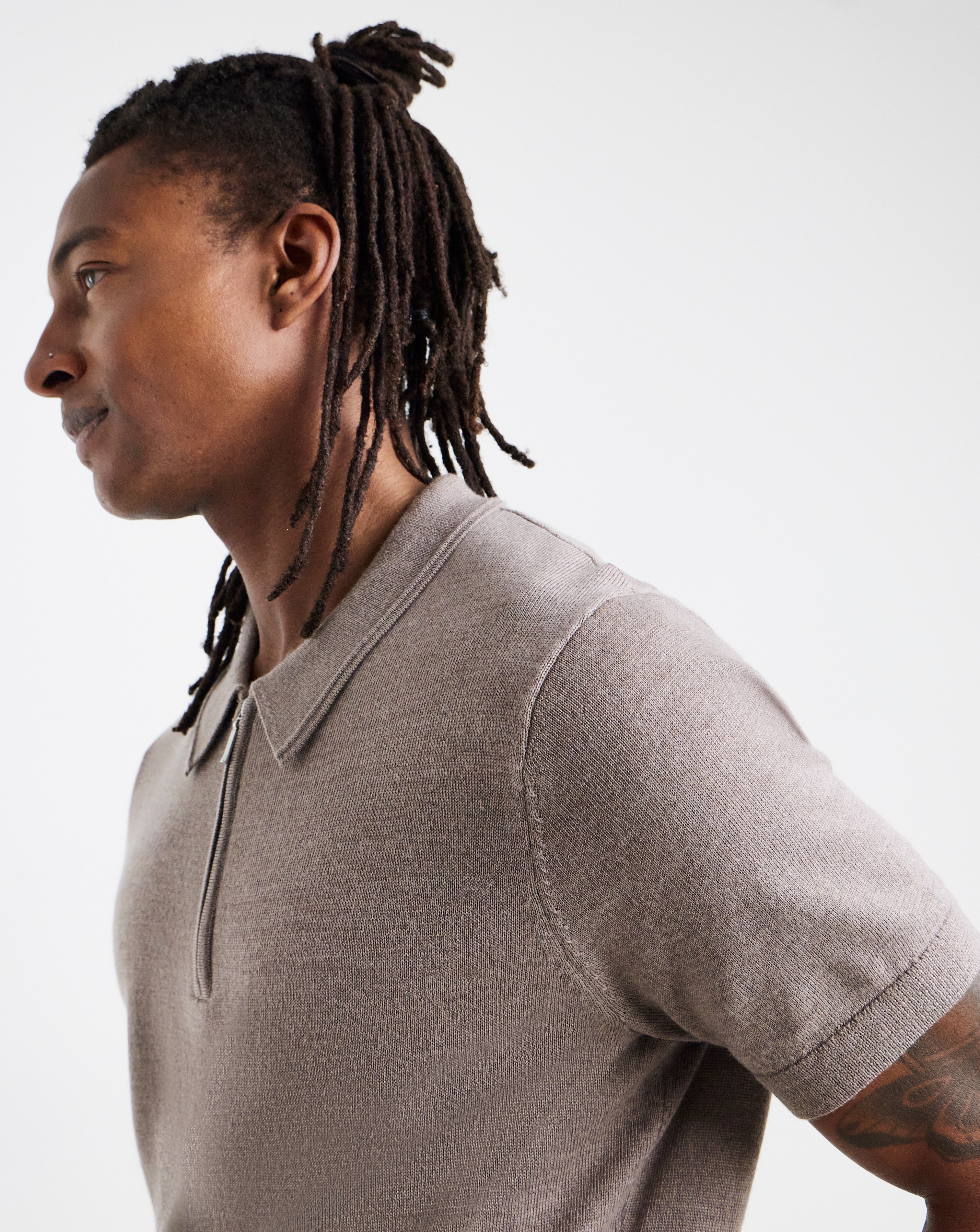 Brown Merino Wool Knitted Polo Slim Fit