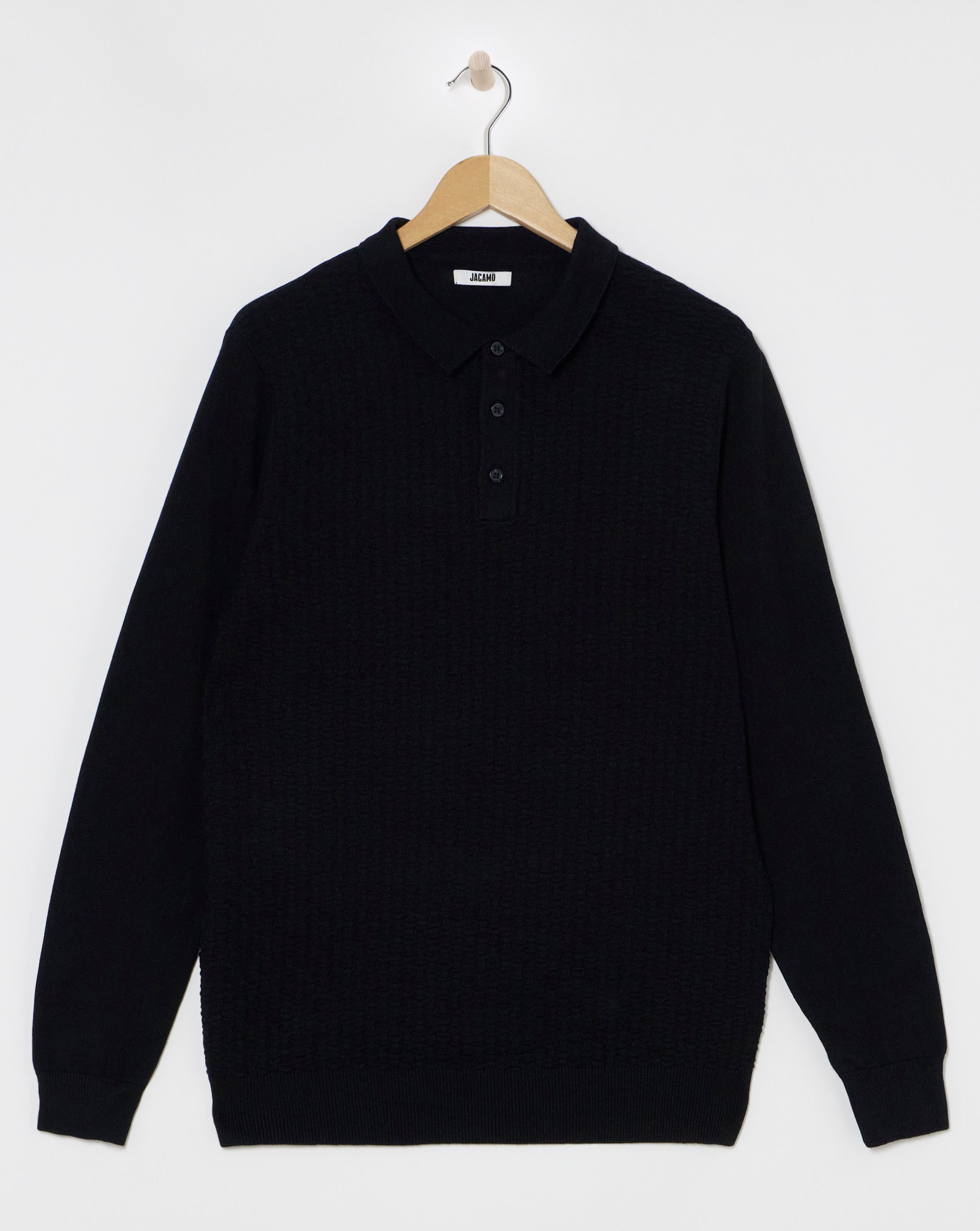 Textured Long Sleeve Polo