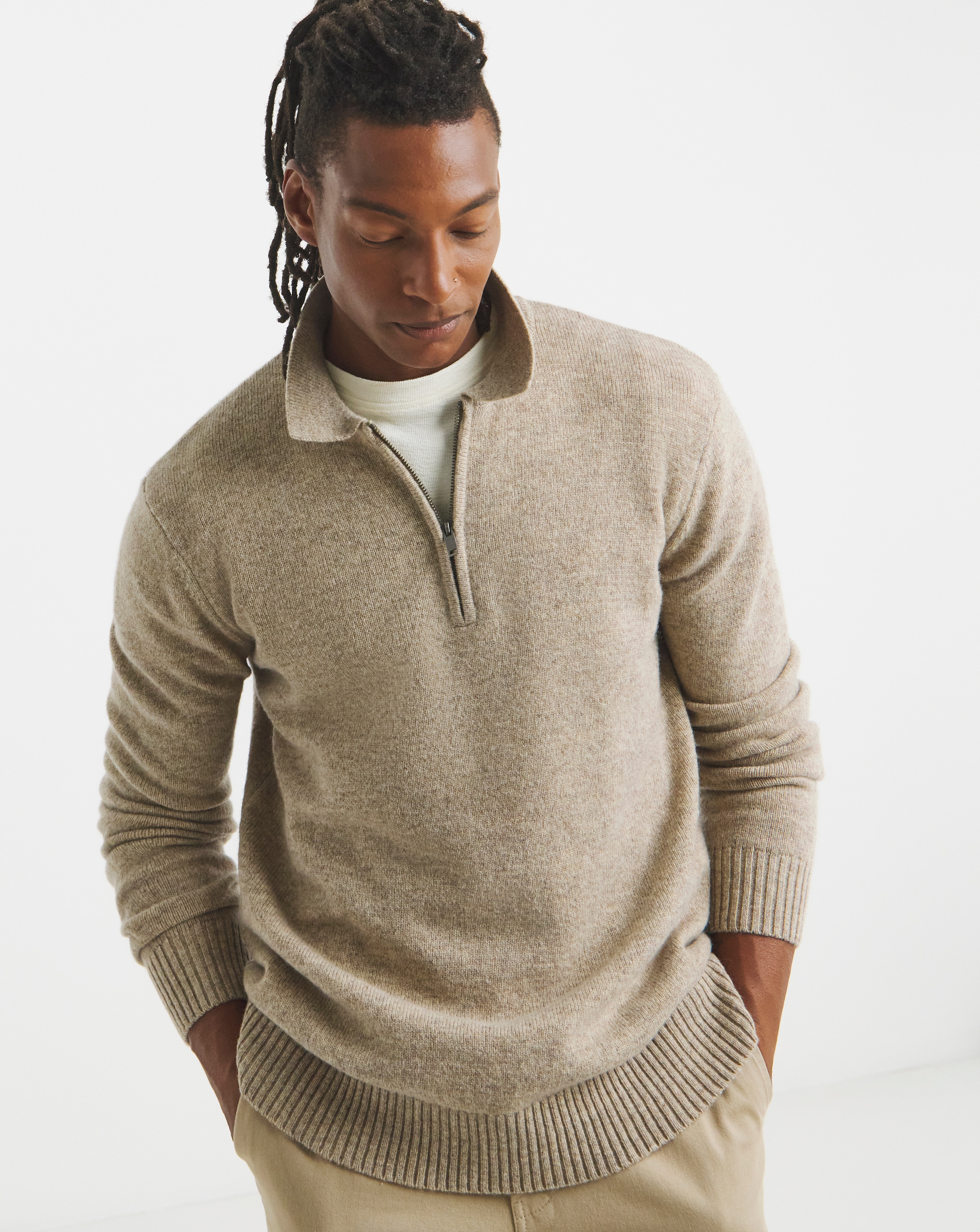 Lambswool Collared 1/4 Zip Jumper