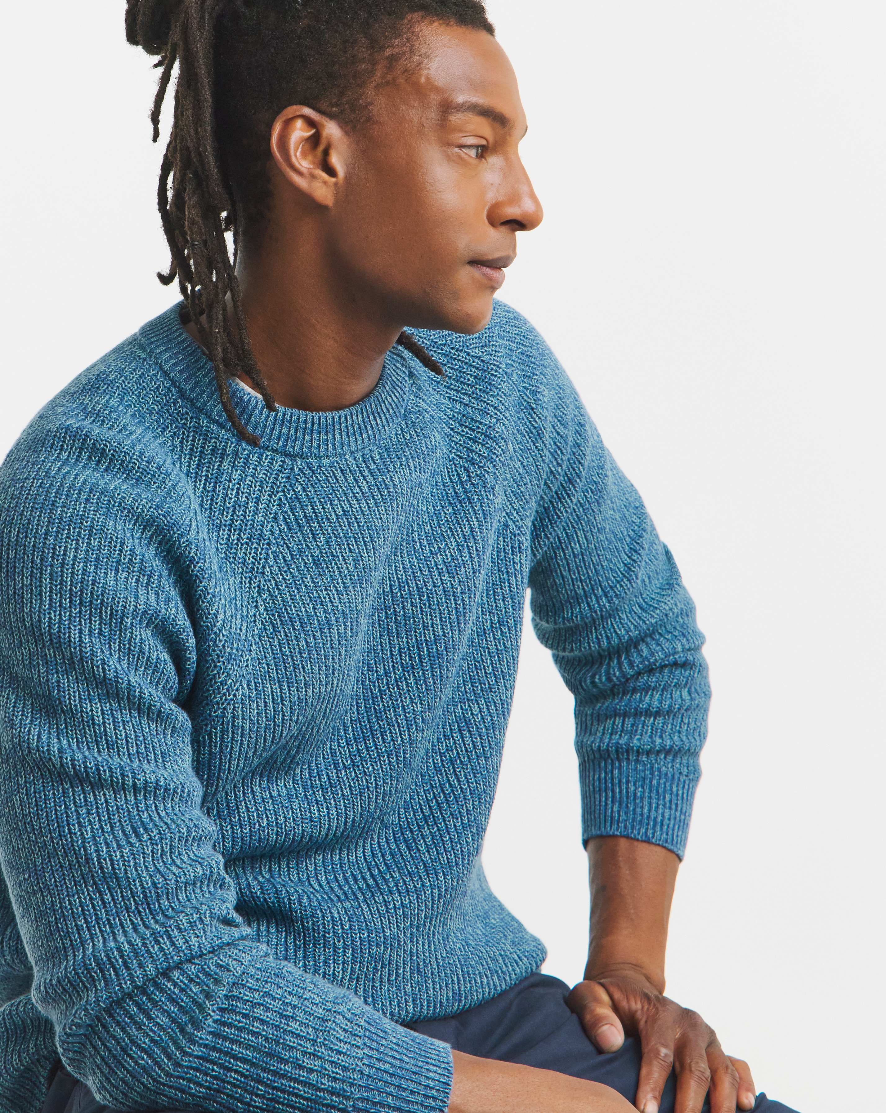 Cotton Twist Crew Neck Knitted Jumper