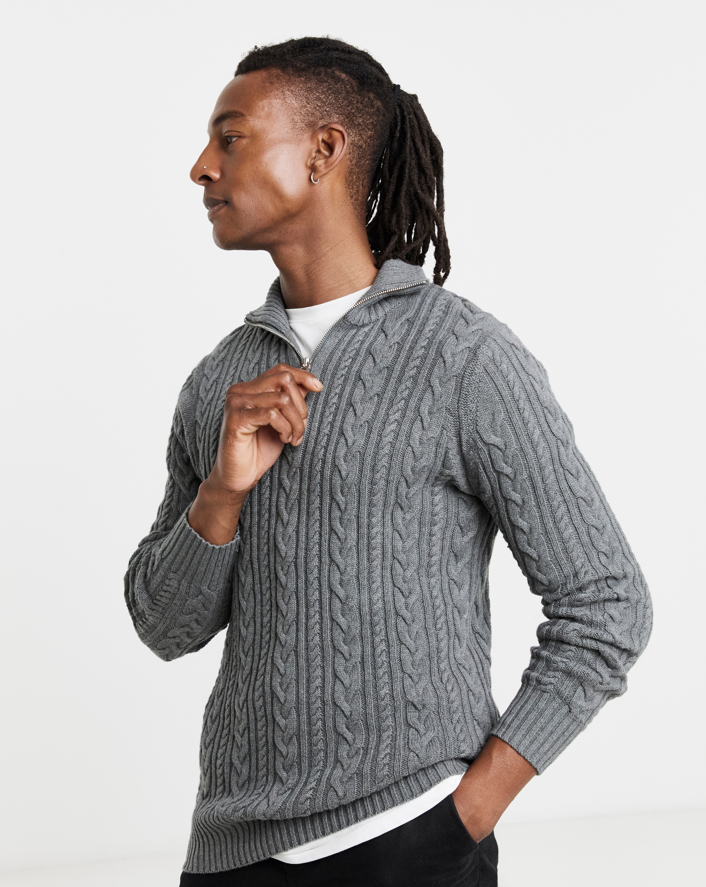 Cable 1/4 Zip Neck Jumper