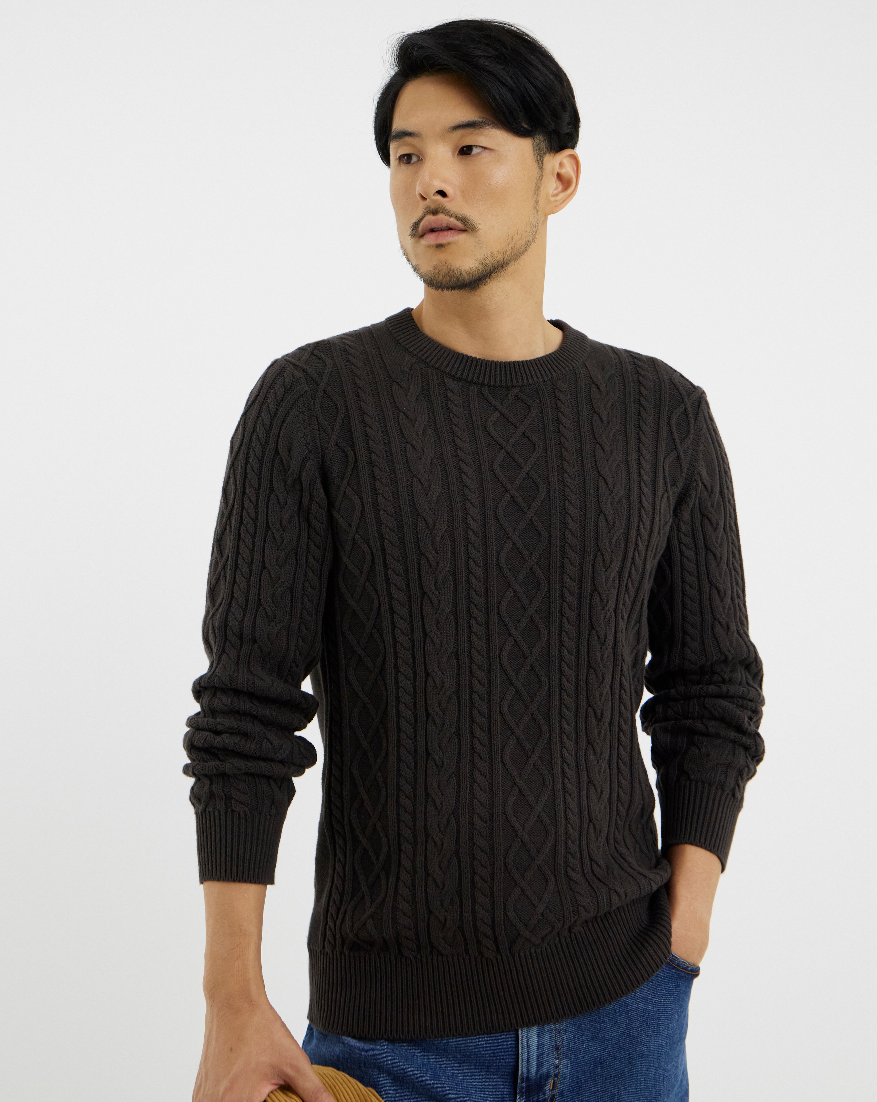 Lightweight Cable Crew Neck Jumper