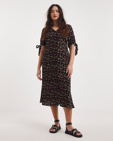 Joe Browns Tie Detail Woven Print Strawberry Print Dress