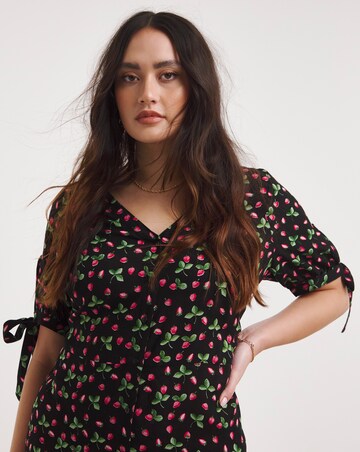Joe Browns Tie Detail Woven Print Strawberry Print Dress
