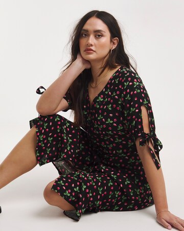 Joe Browns Tie Detail Woven Print Strawberry Print Dress