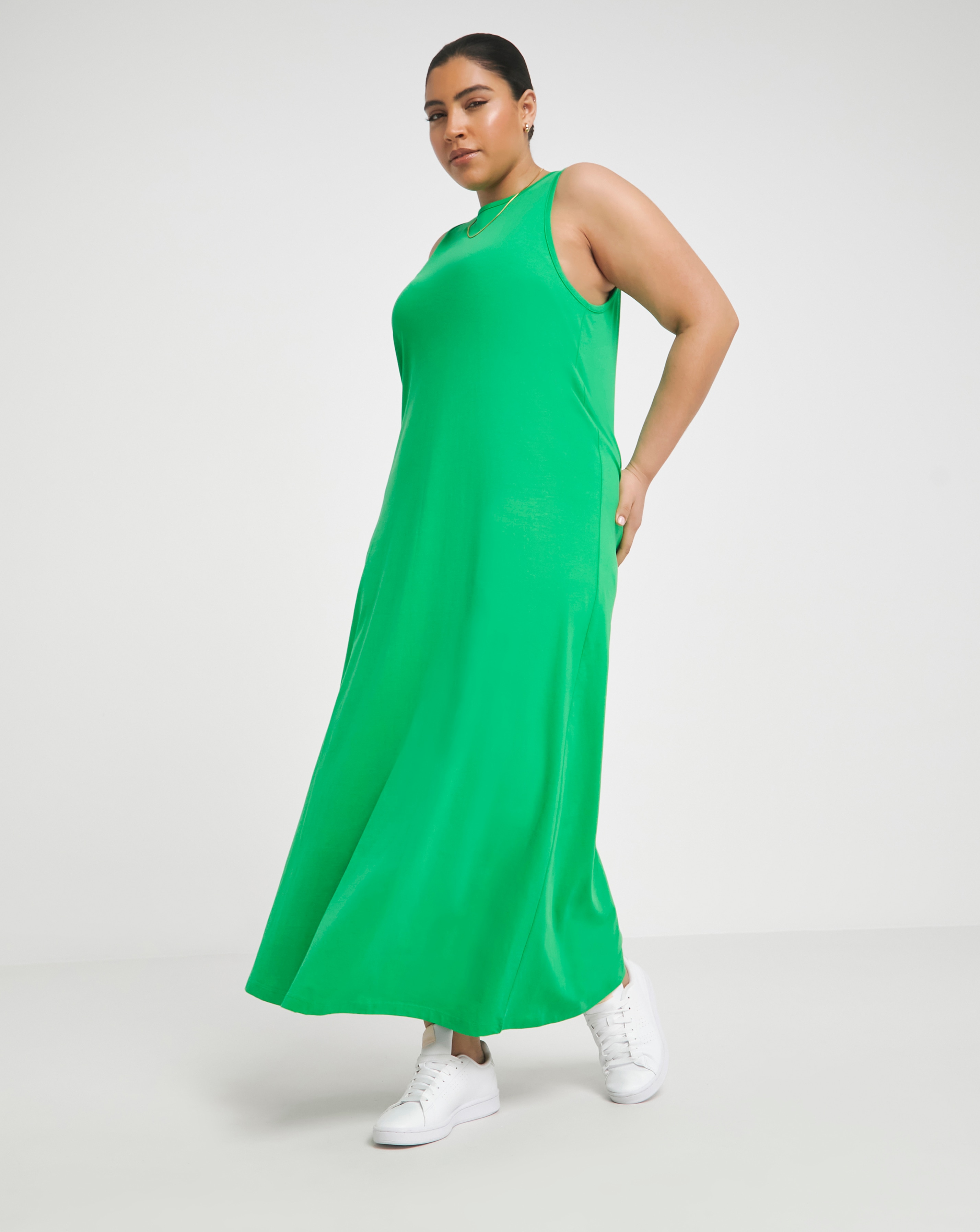 Simply Be Green Cotton Jersey Maxi Dress