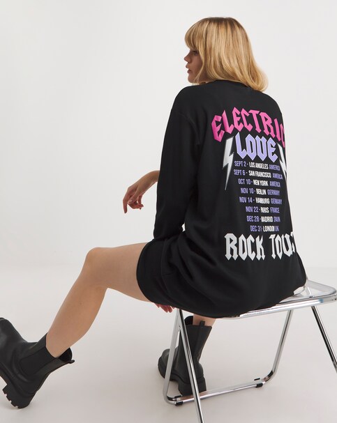 Black Back Print T-Shirt Dress