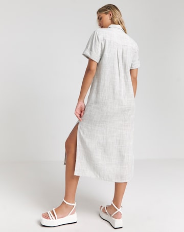 Simply Be Stripe Linen Mix Button Through Shirt Dress