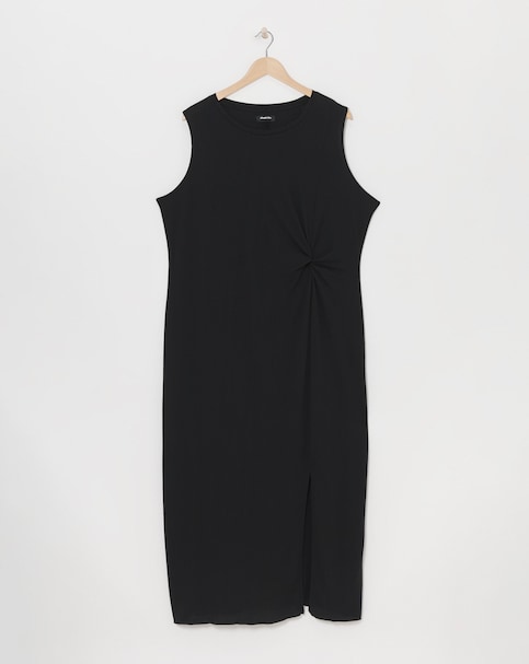 Black Twist Front Maxi Dress