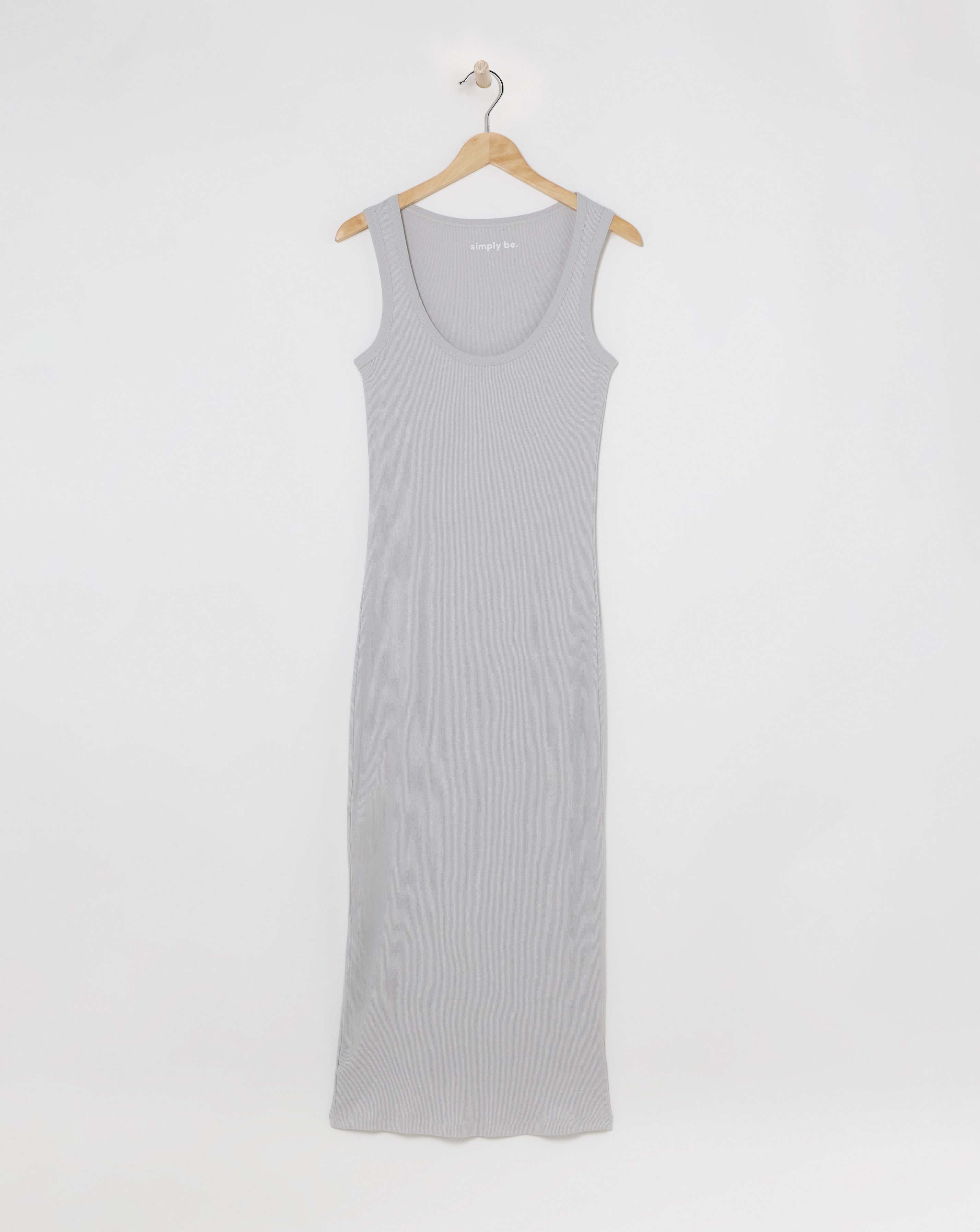 Grey Ribbed Scoop Neck Maxi Dress