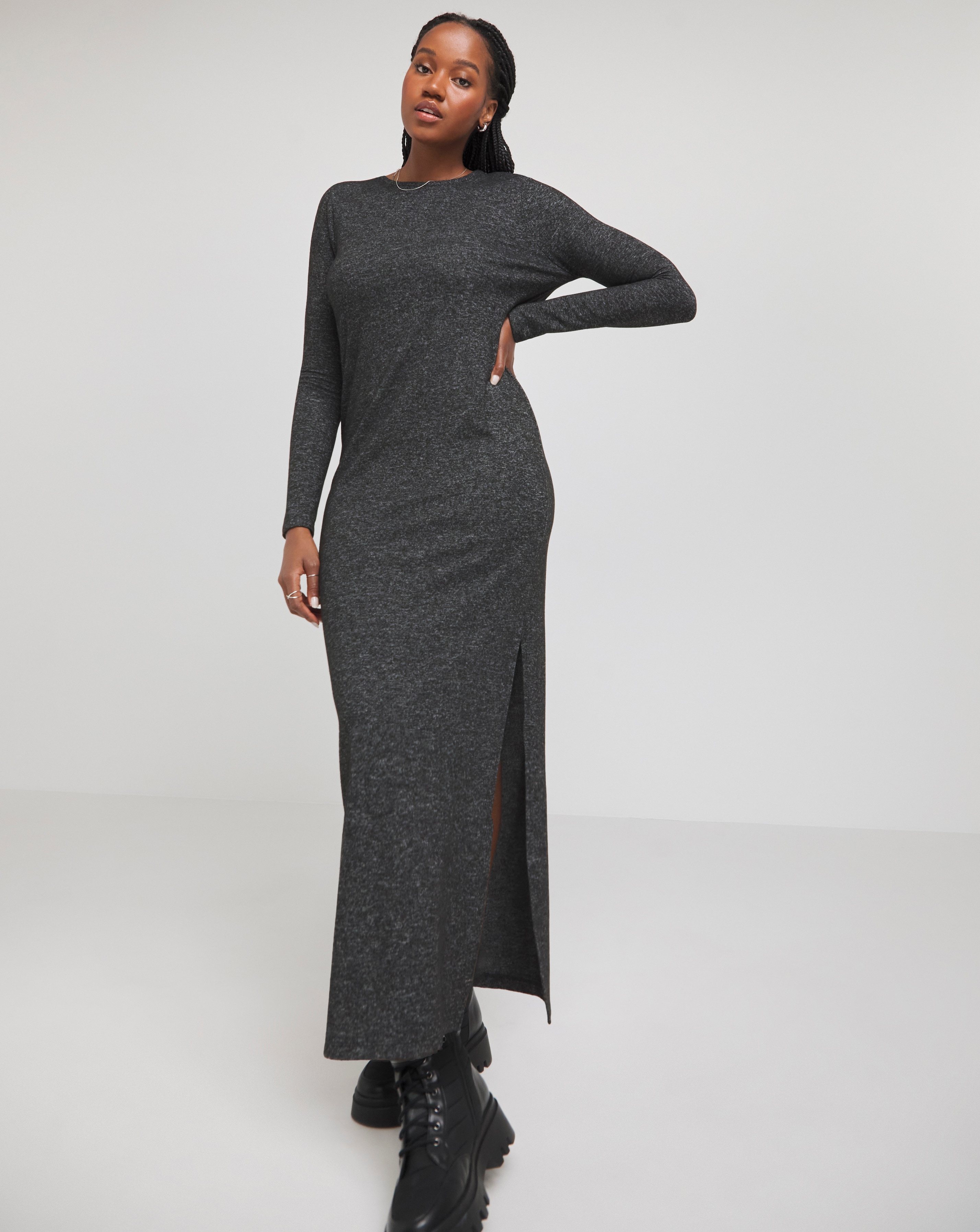 Charcoal Cosy Marl Maxi Column Dress