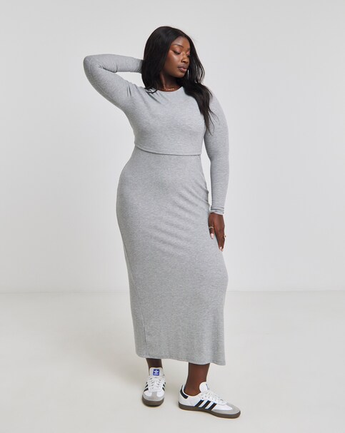 2 in 1 Ribbed Cami Maxi Dress