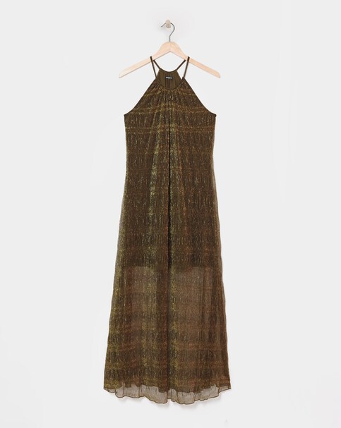 Simply Be Bronze Foil Trapeze Maxi Dress