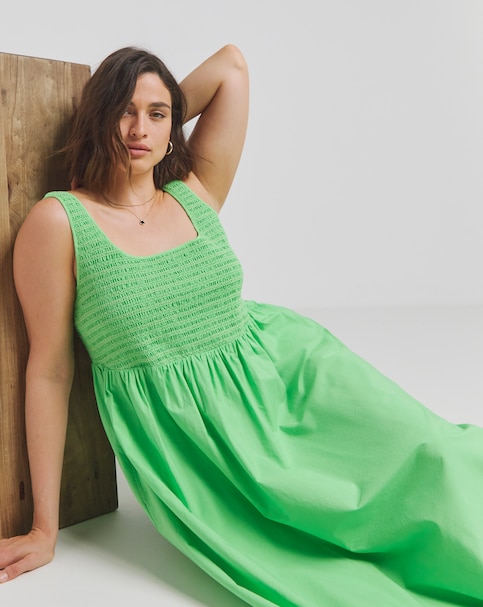 Shirred Poplin Sundress