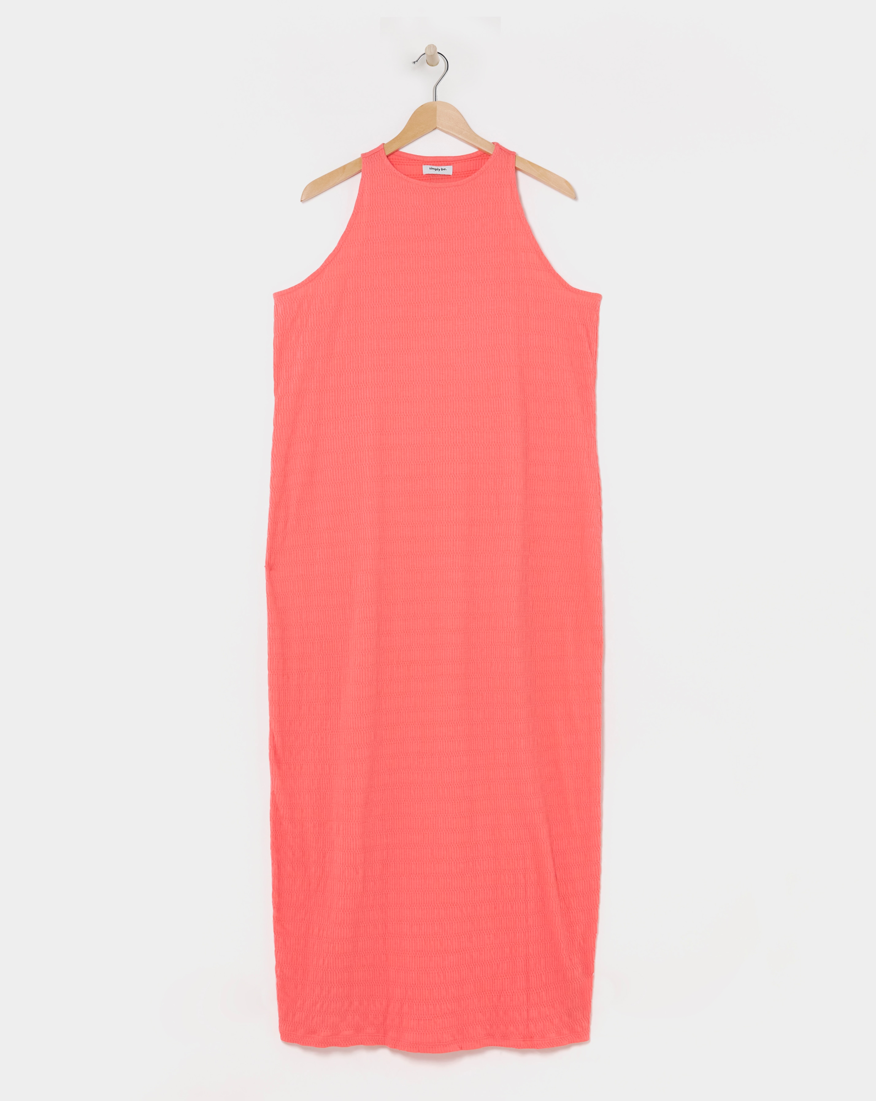 Coral Textured Jersey Maxi Dress