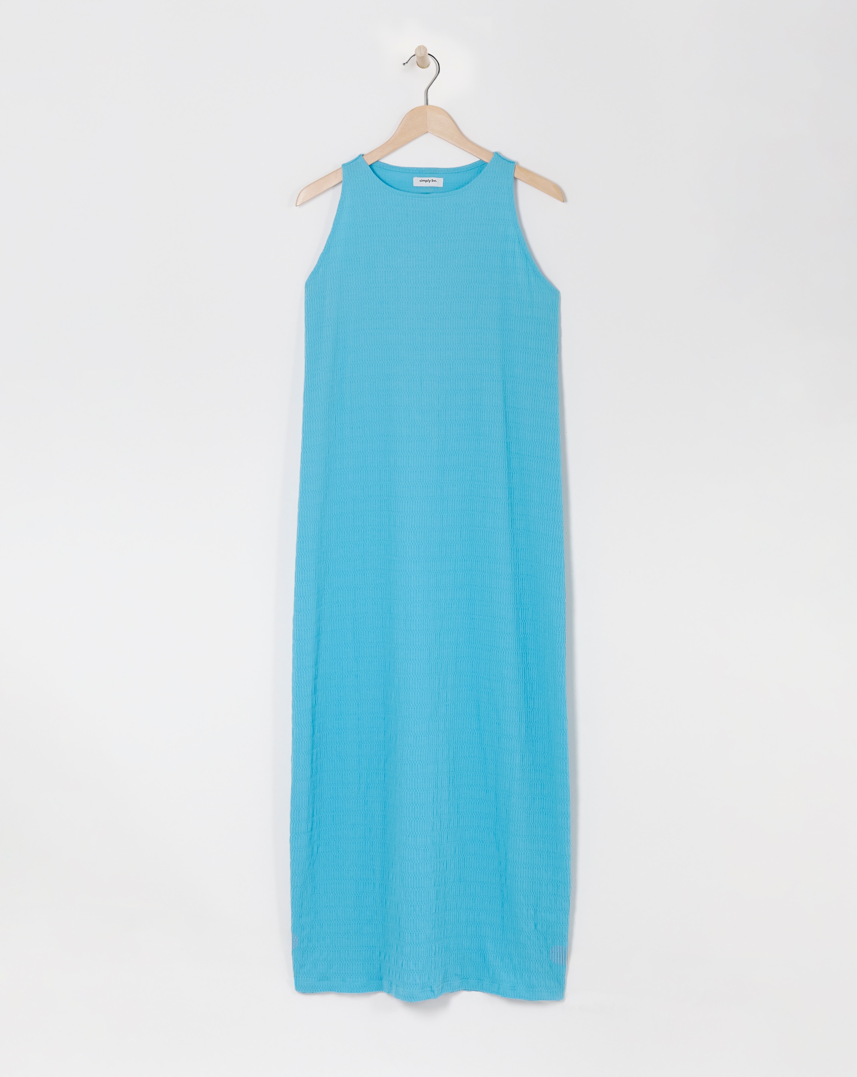 Blue Textured Jersey Maxi Dress