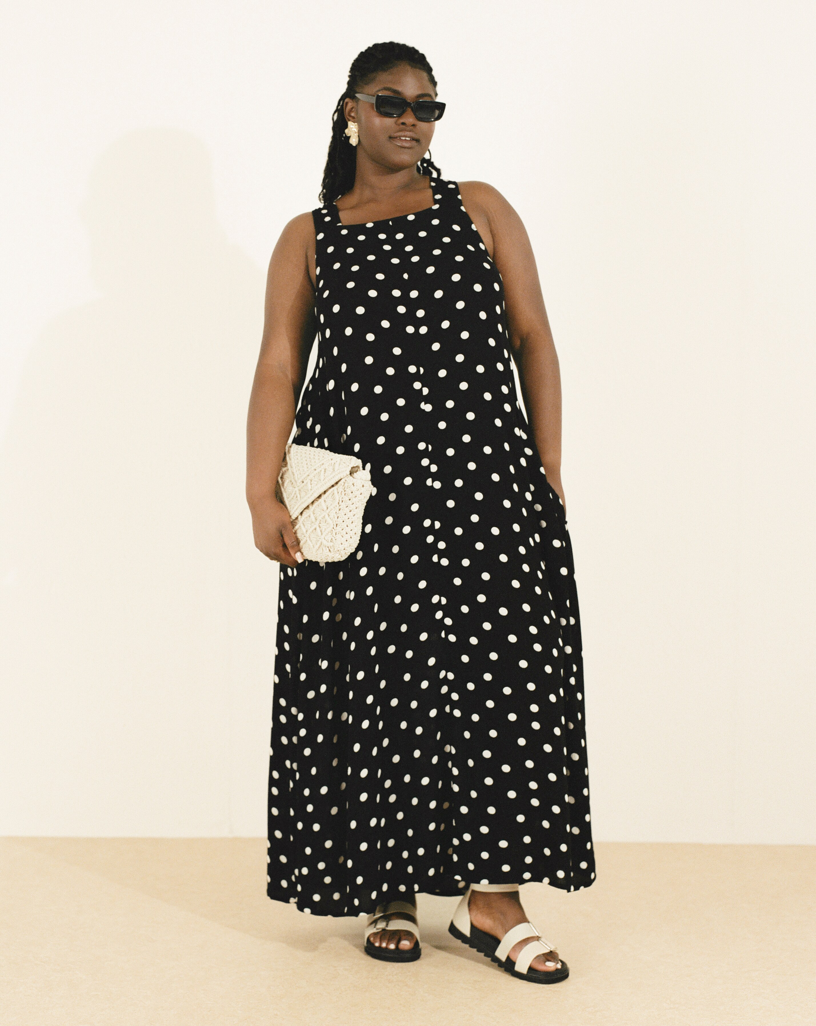 Spot Print Crinkle Trazepe Maxi Dress
