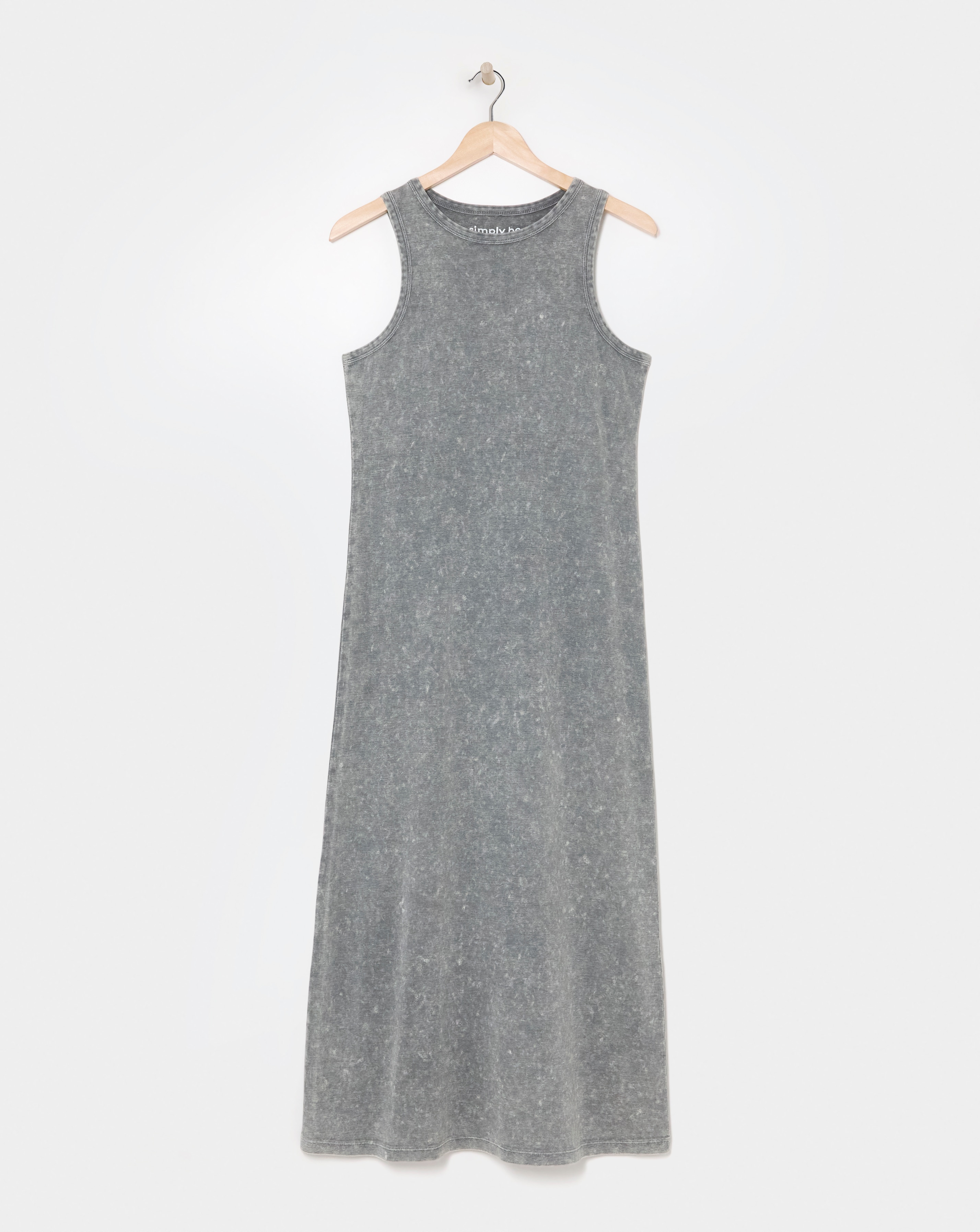 Acid Wash Cotton Jersey Maxi Dress