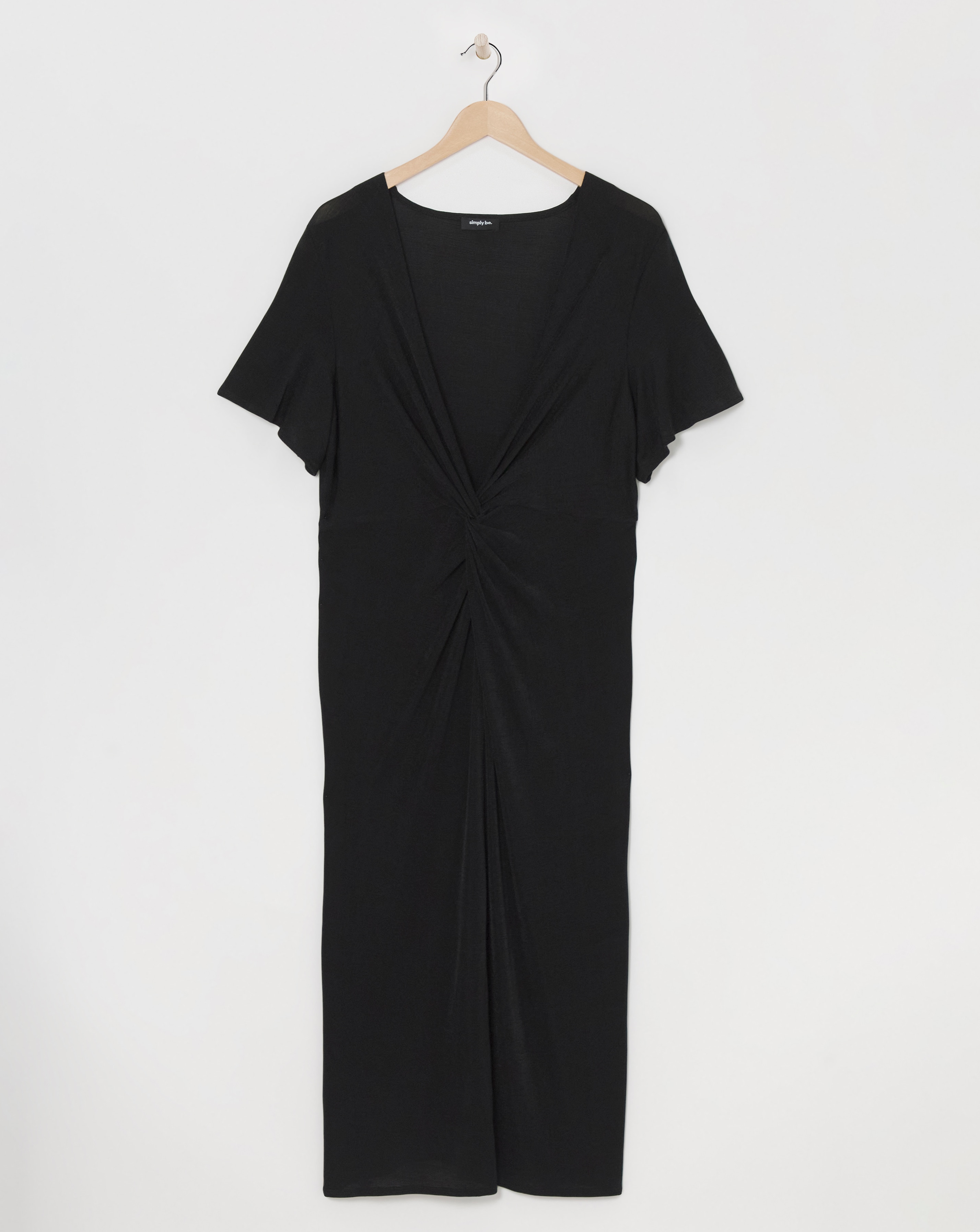 Black Slinky Knot Front Dress