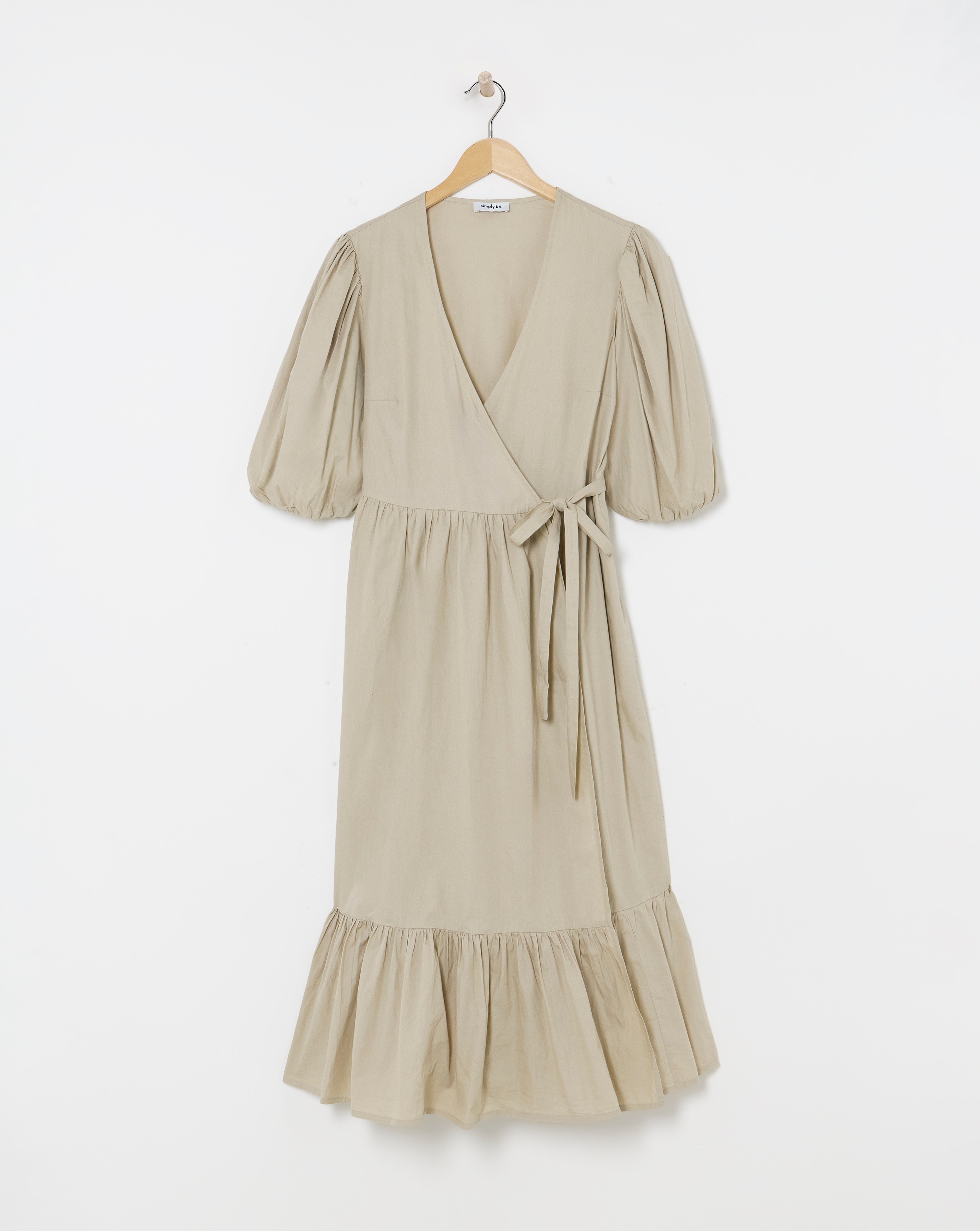 Stone Cotton Poplin Wrap Dress