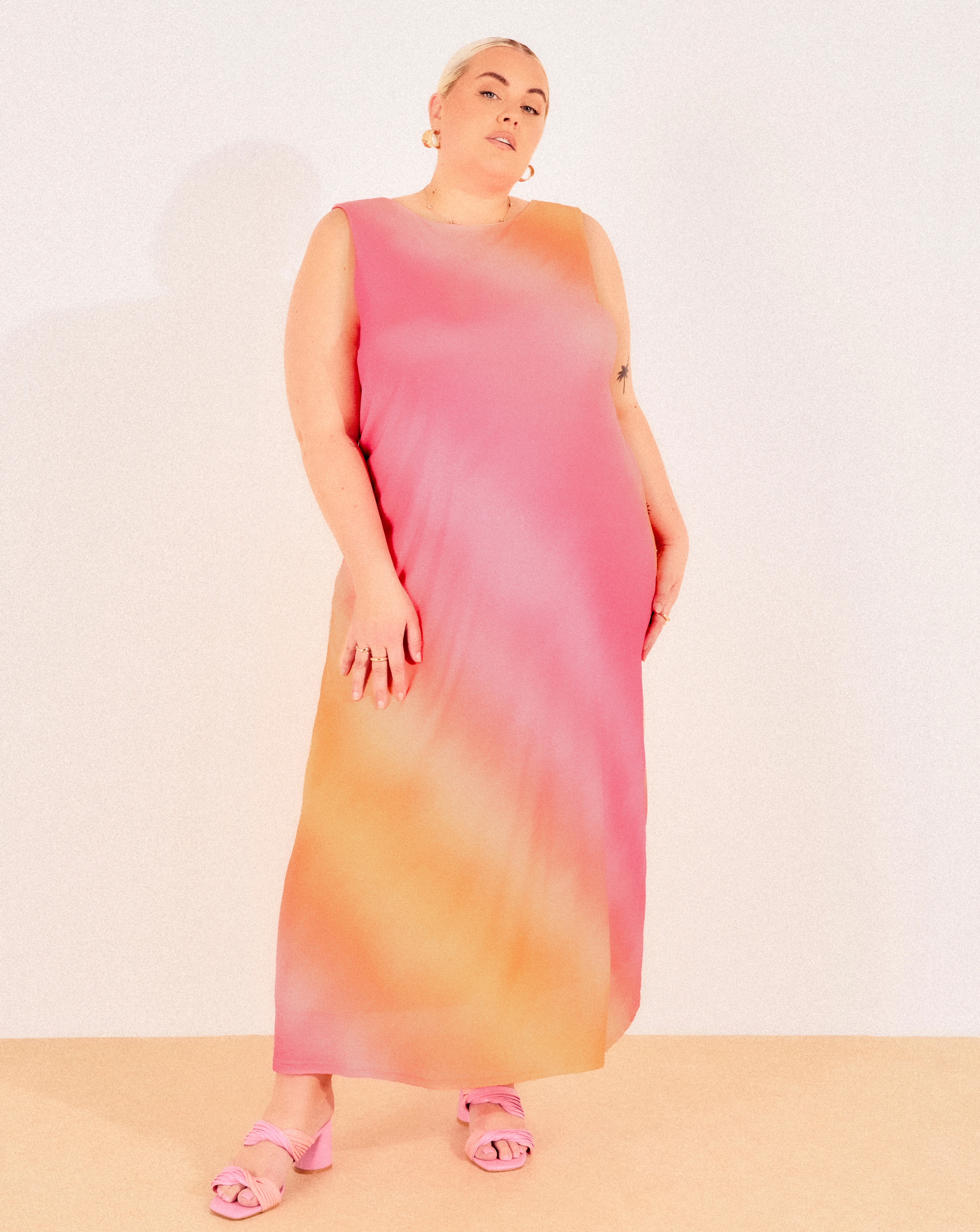 Simply Be Scoop Back Mesh Maxi Dress